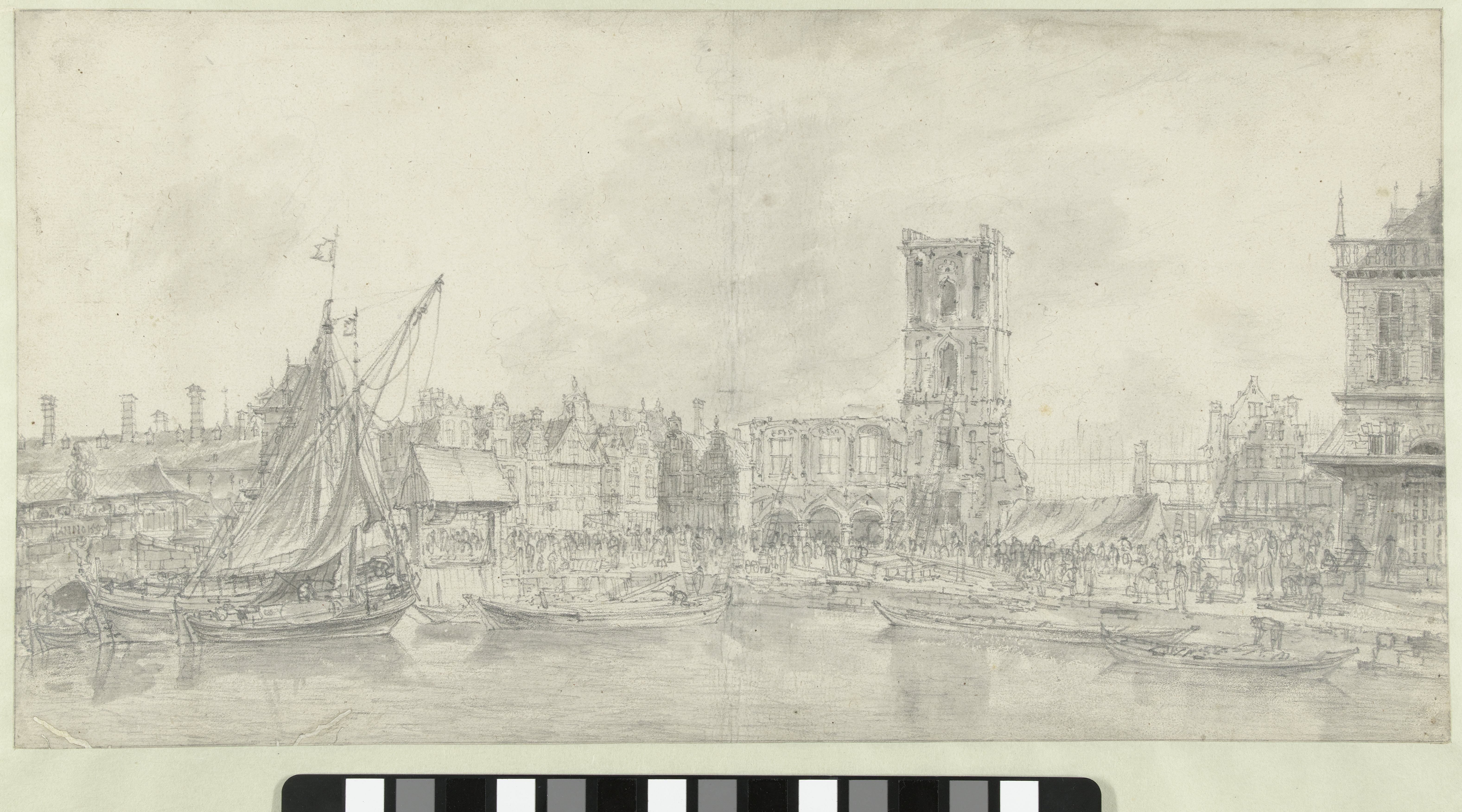 Uitgebrande ruïne van het oude Amsterdamse stadhuis, 1652