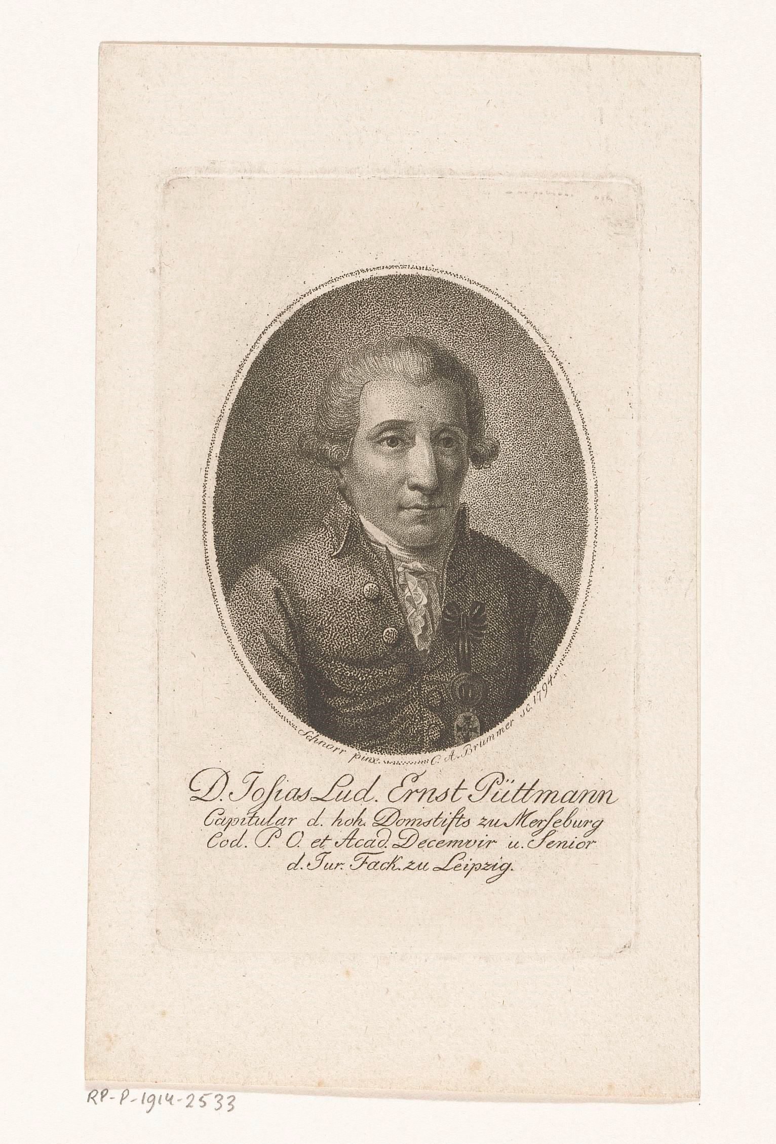 Portret van Josias Ludwig Ernst Püttmann