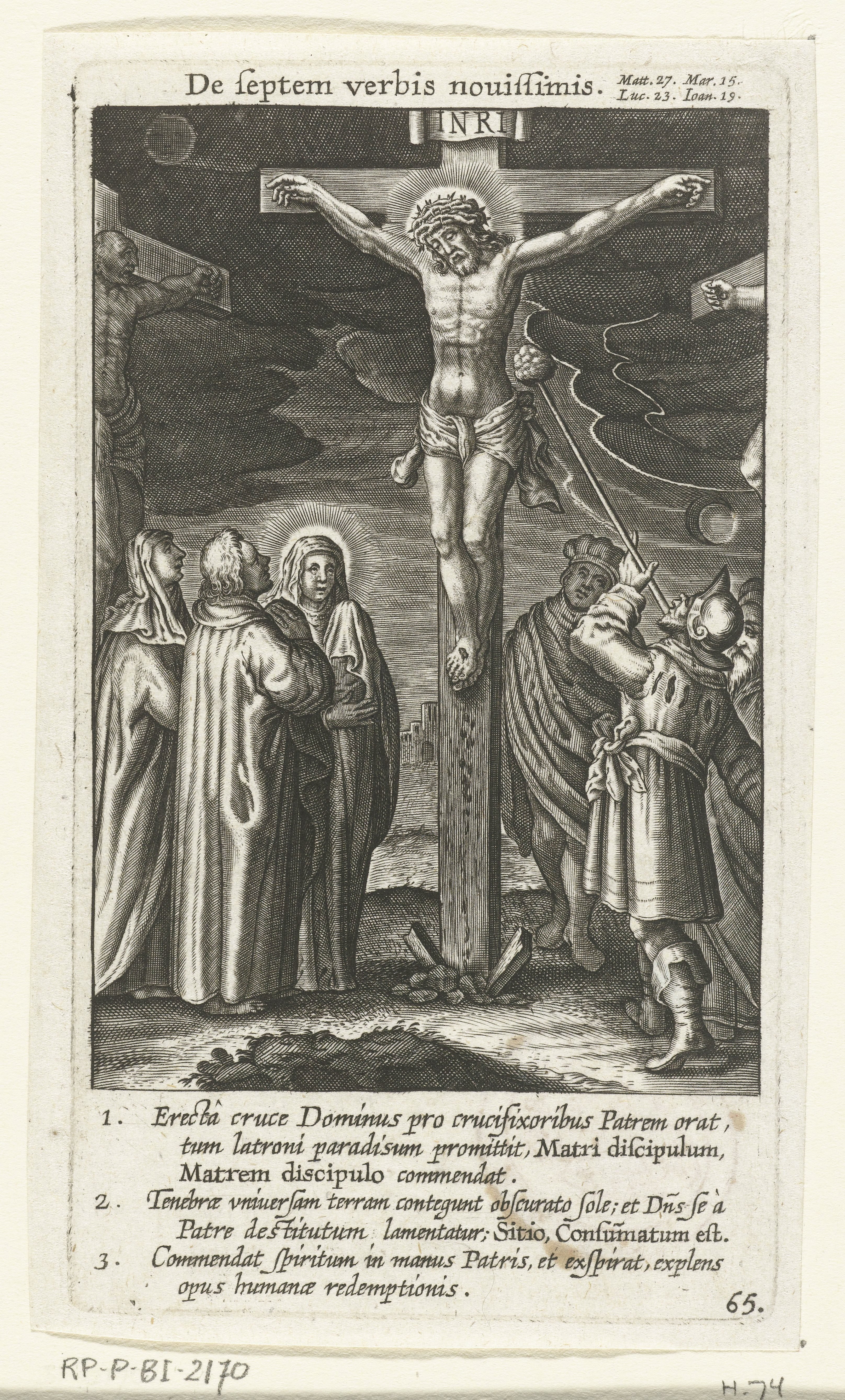 Christus aan het kruis krijgt vocht uit een spons