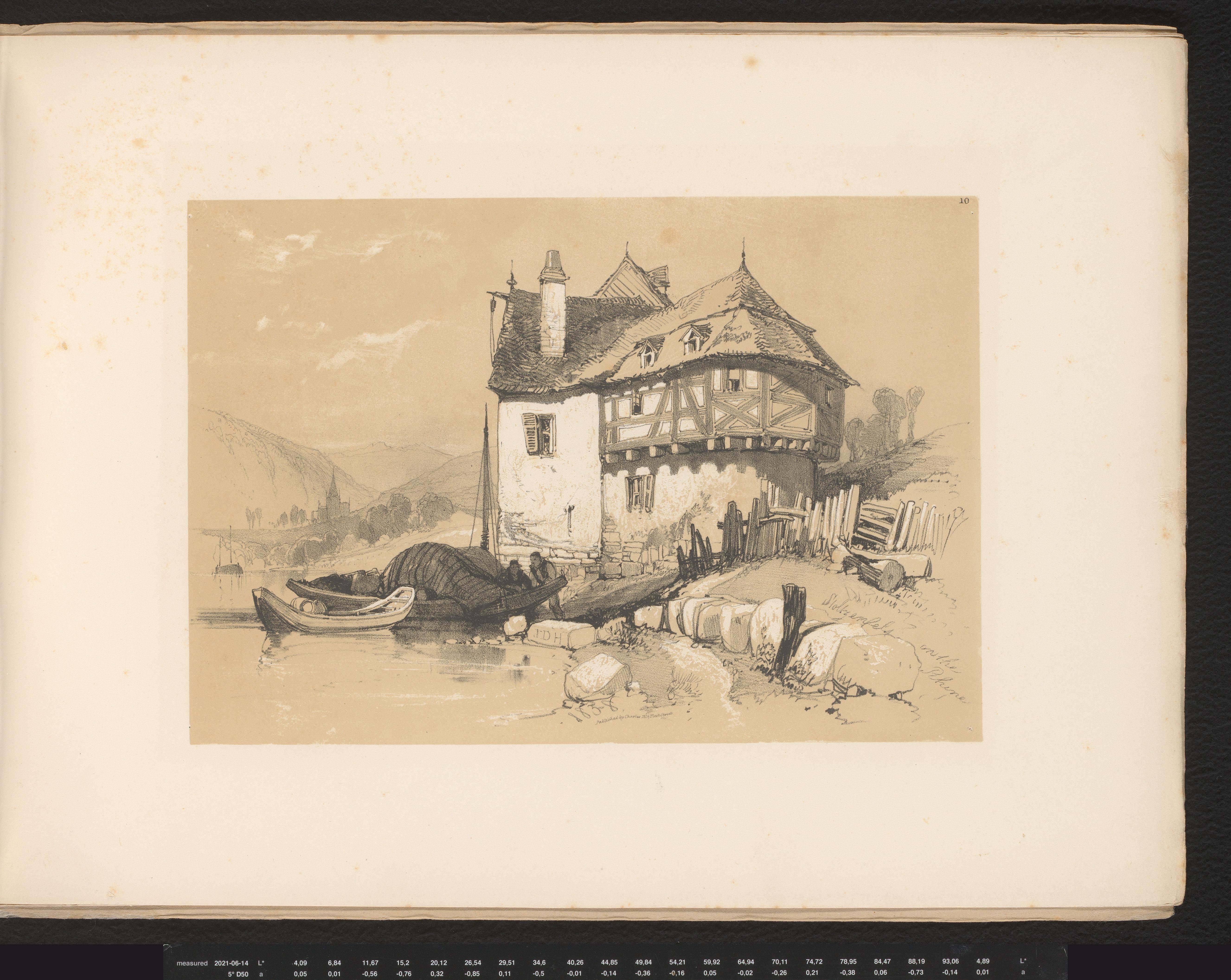 Landschap met gebouw aan de Rijn
