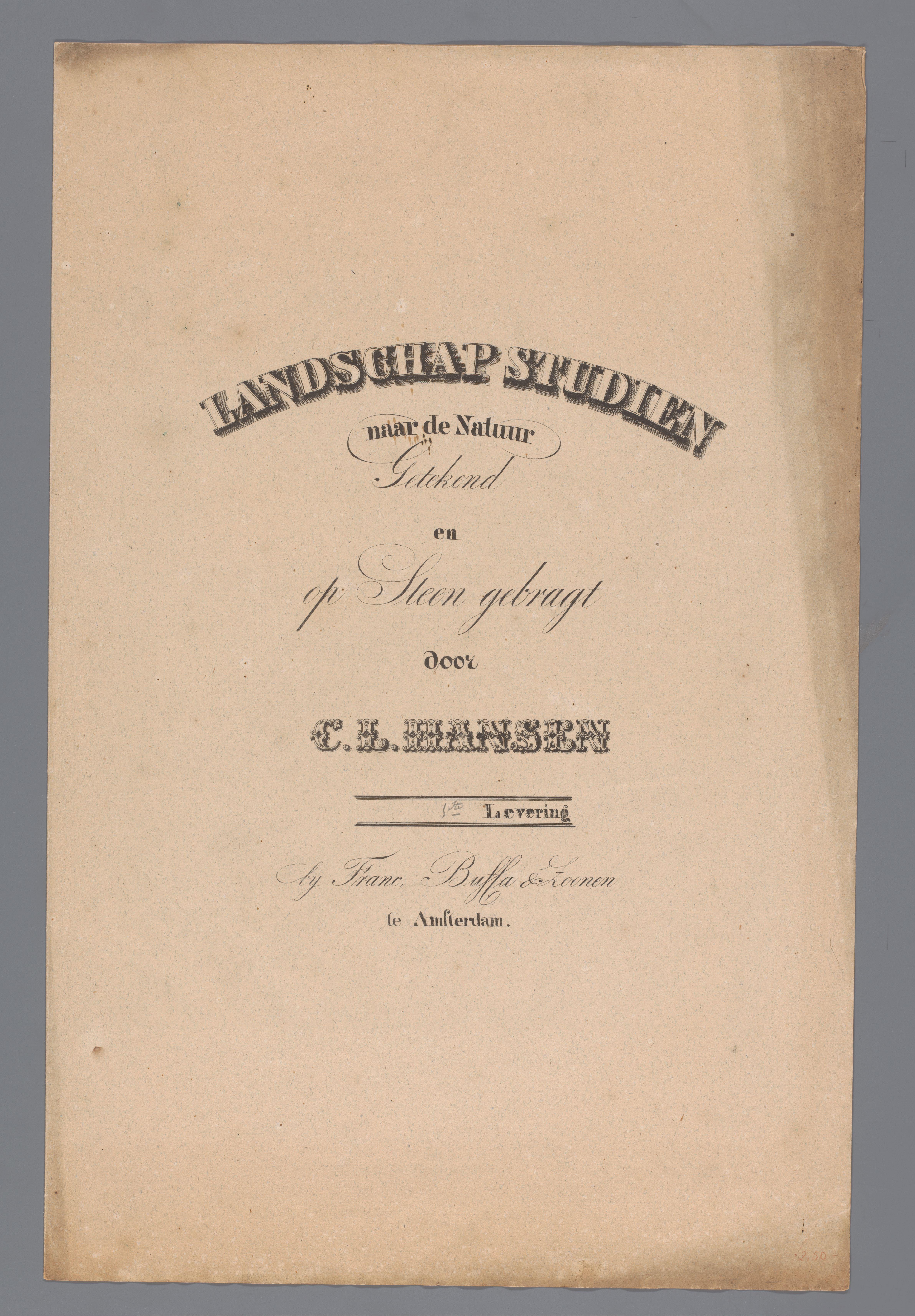 Omslag voor: Landschap Studien naar de Natuur getekend en op steen gebracht door C.L. Hansen