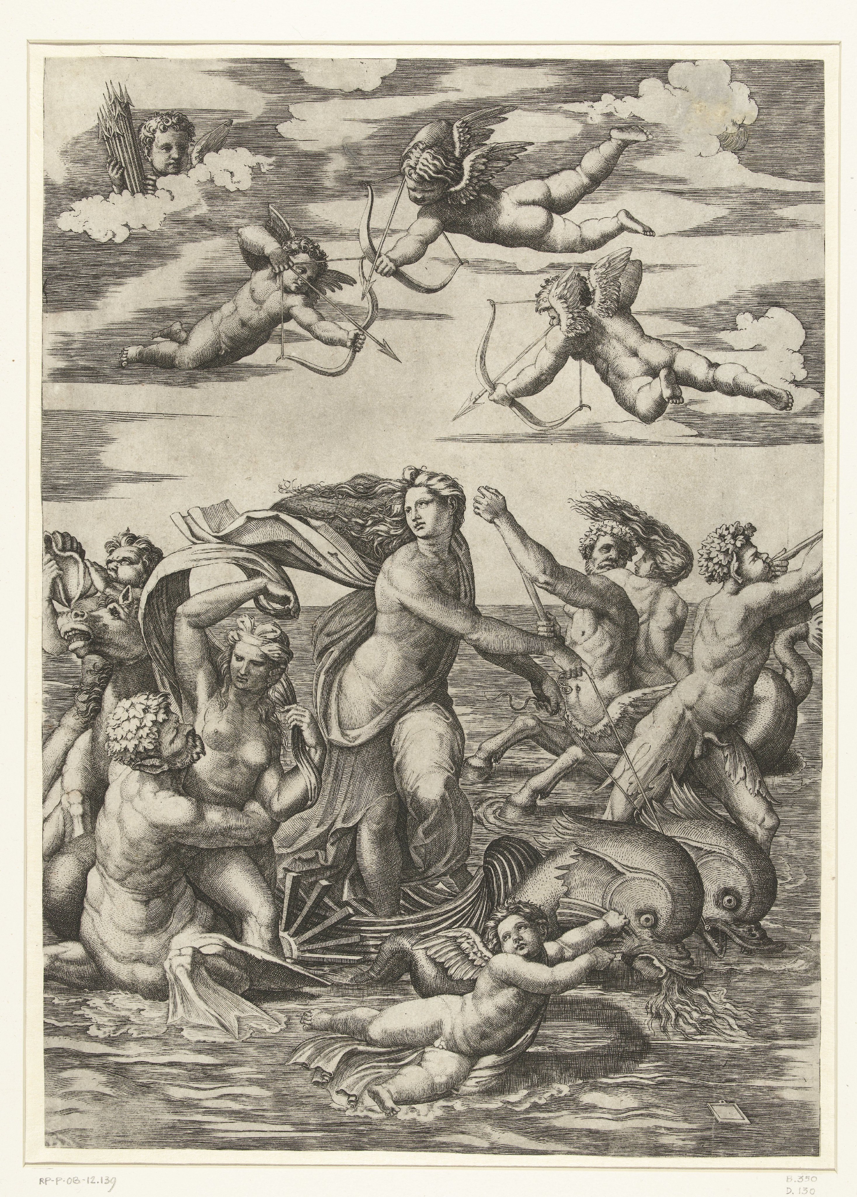 Triomf van Galatea met tritons en nereïden en putti