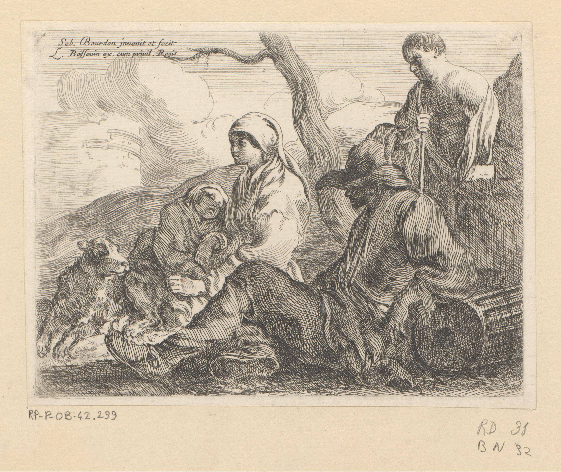 Landschap met rustende reizigers
