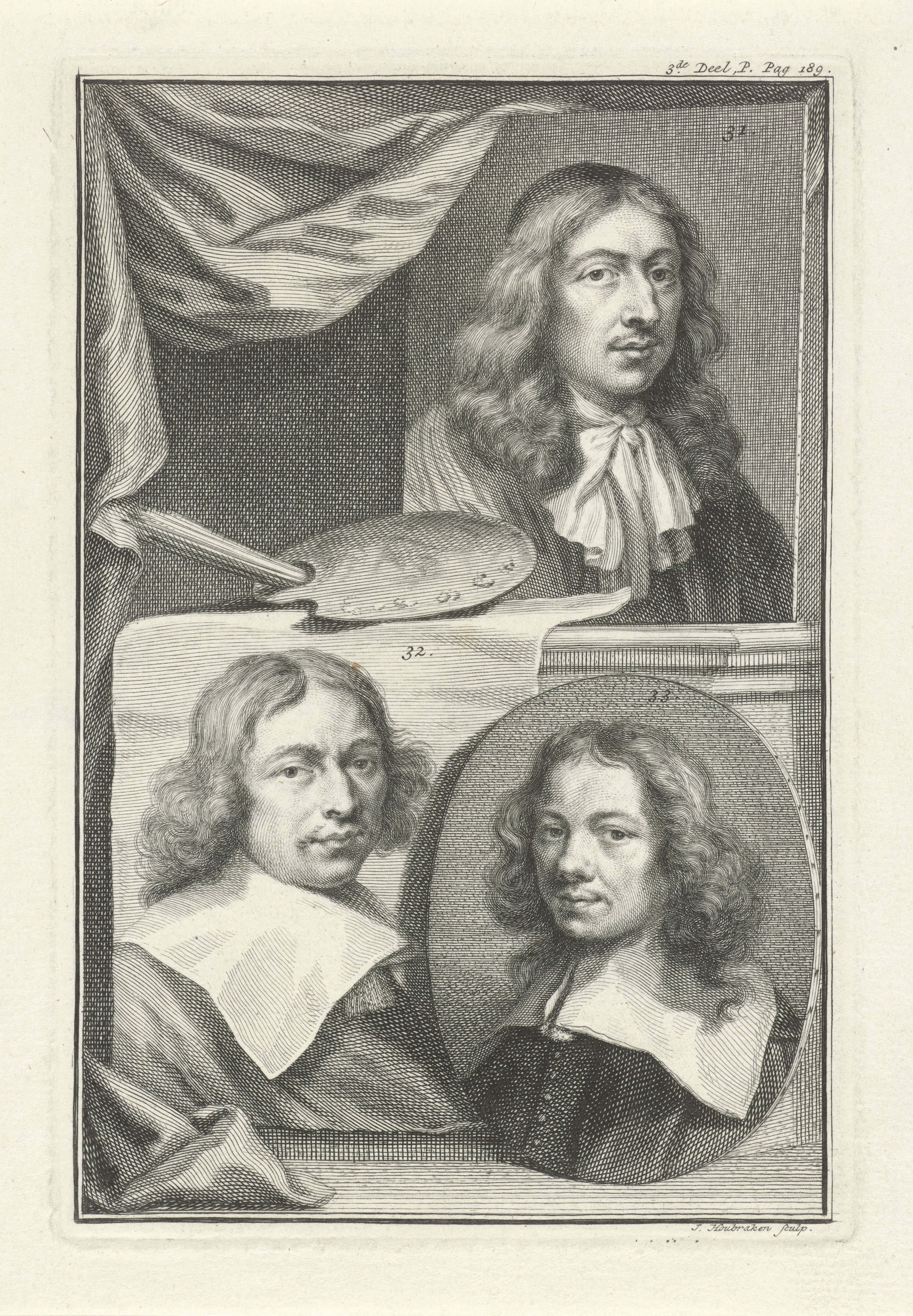 Portretten van Caspar Netscher en Job en Gerrit Adriaensz. Berckheyde