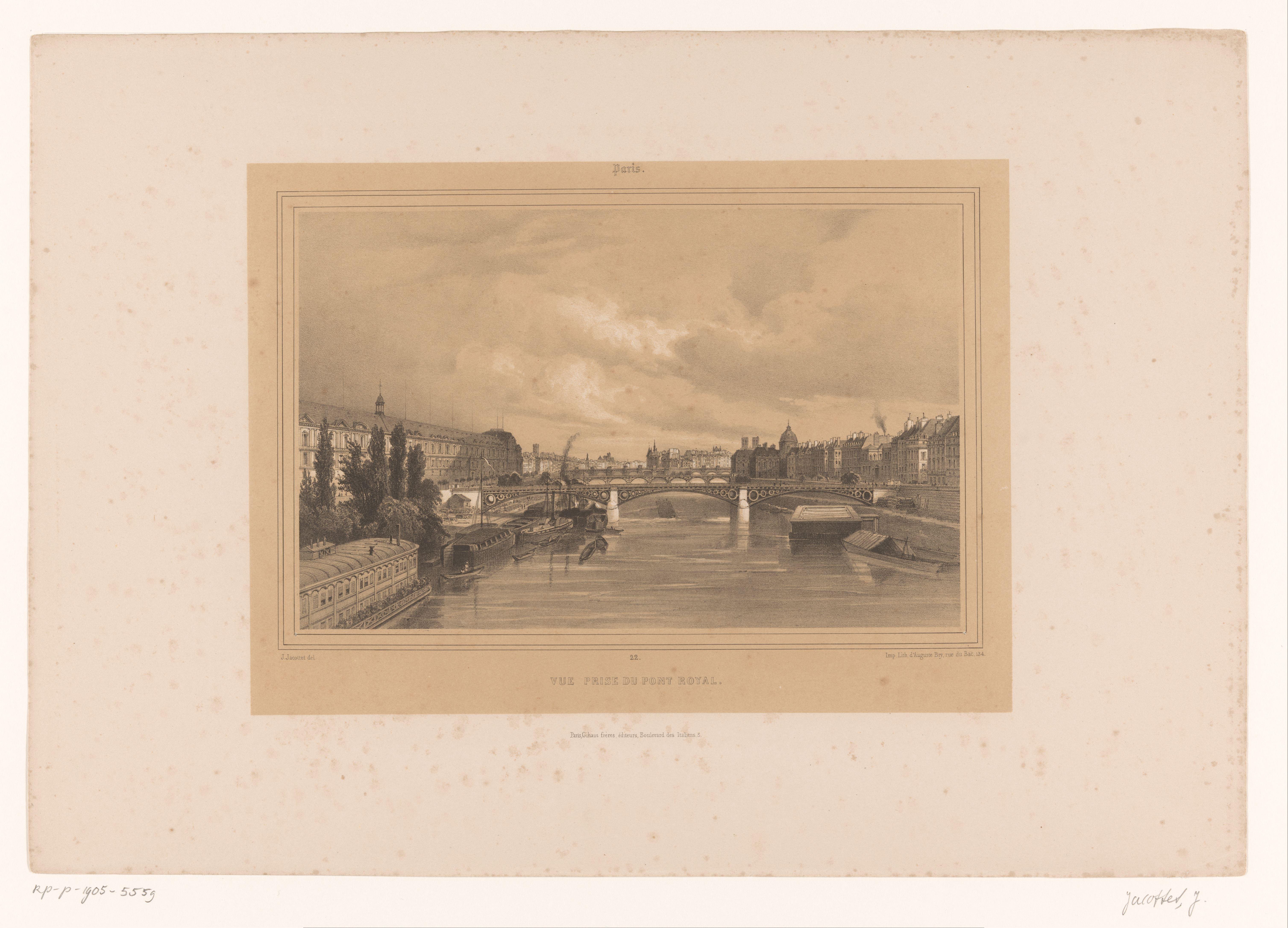 Zicht op de Seine vanaf de Pont Royal in Parijs