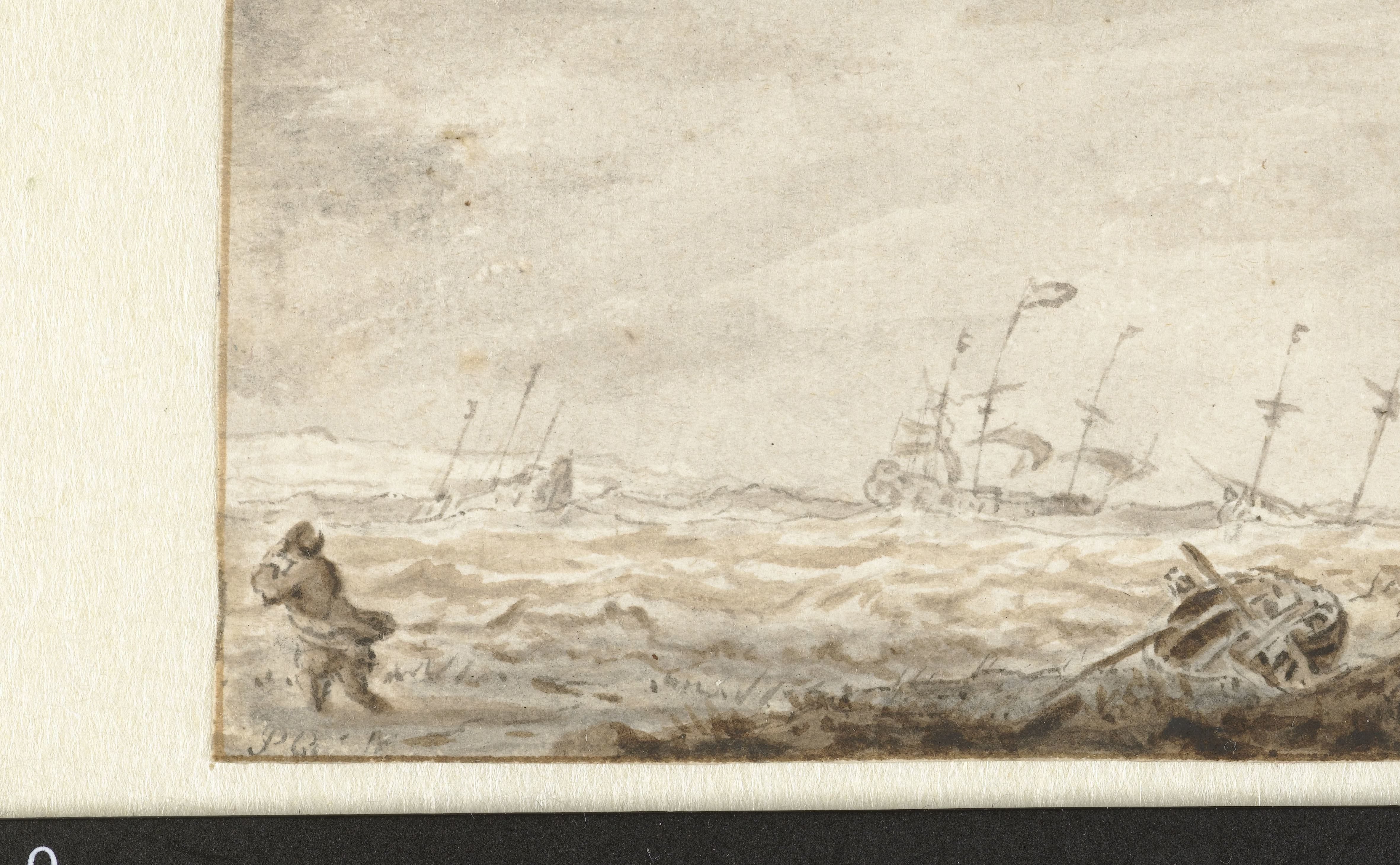 Zeilschepen op ruwe zee