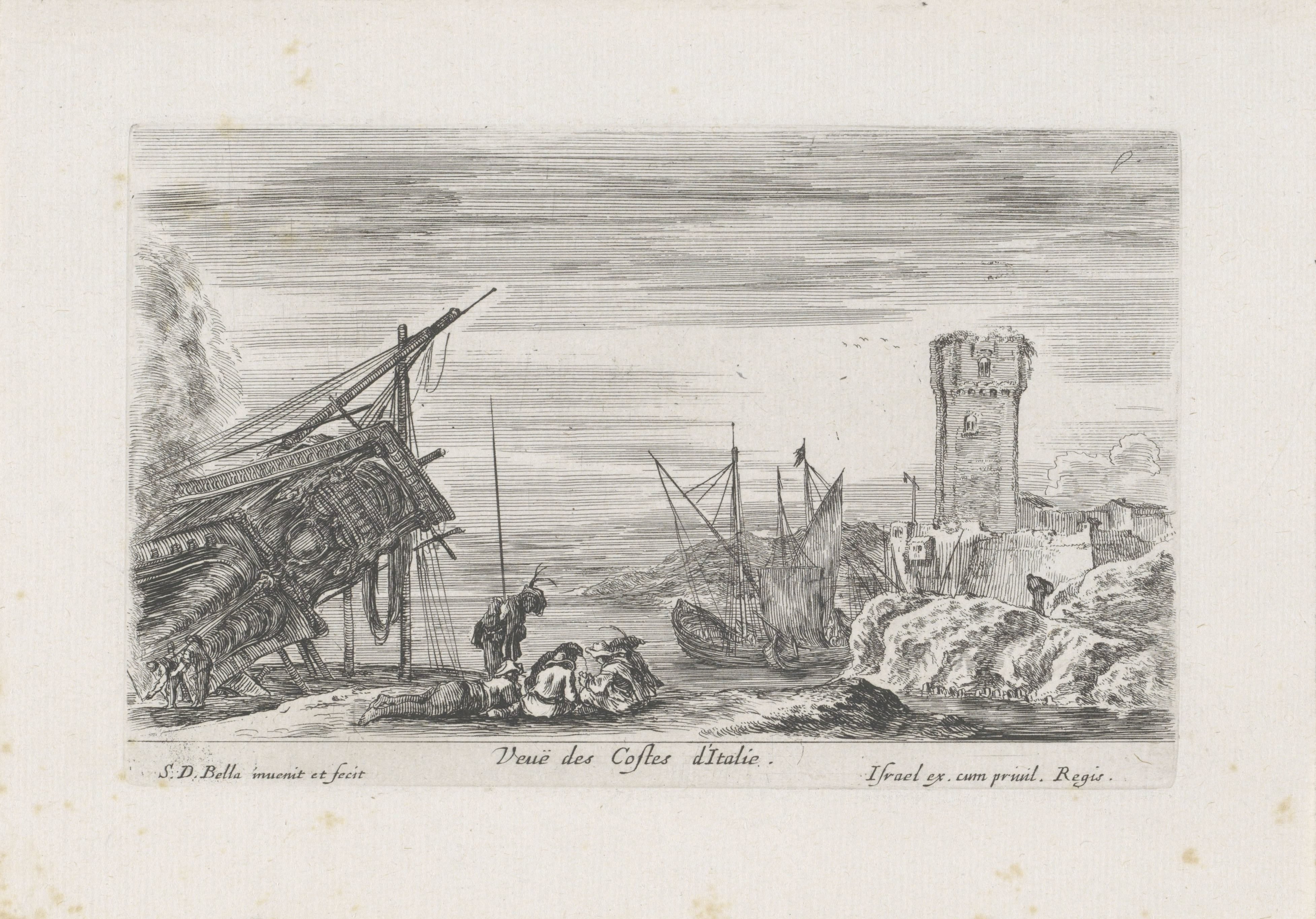 Gezicht op de kust van Italië