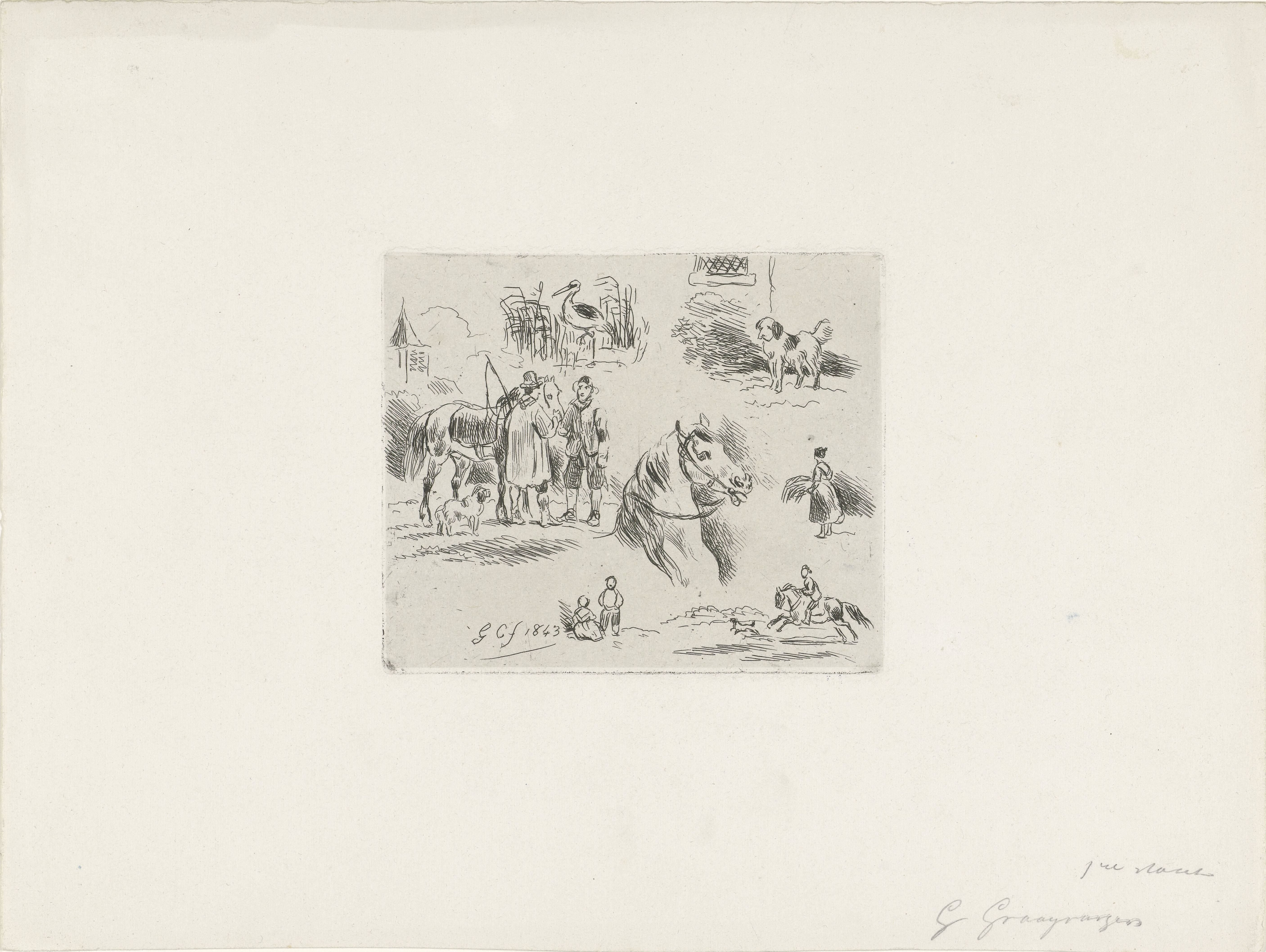 Studieblad van verschillende figuren