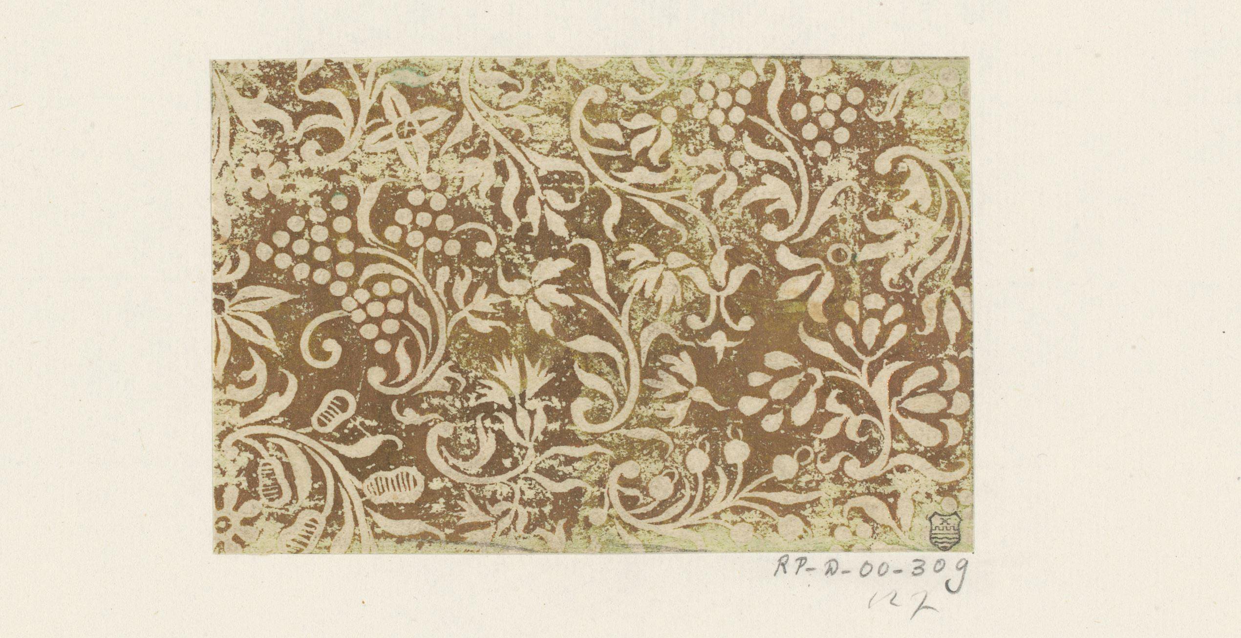 Blad met bloemen en vruchten
