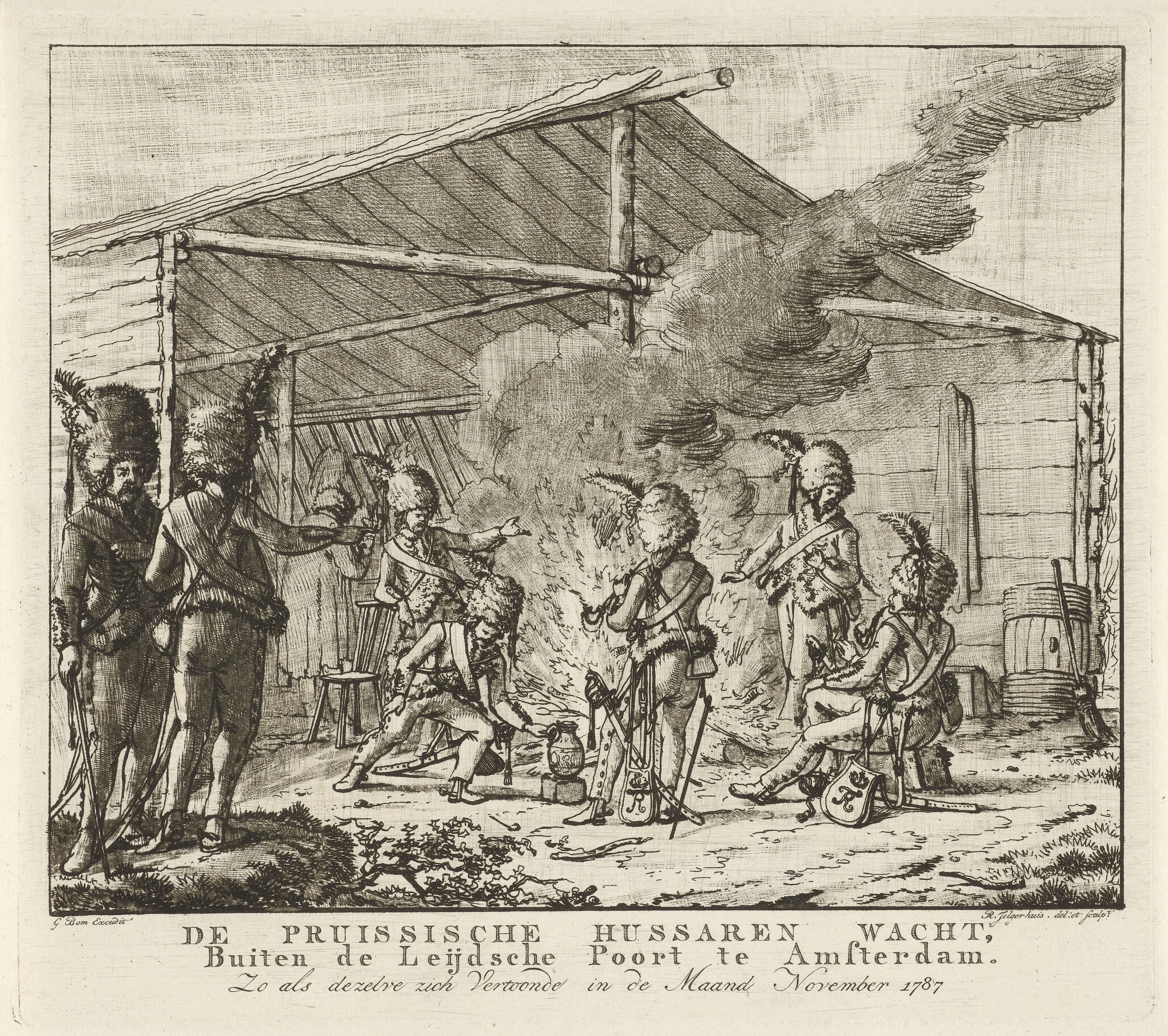 De Pruisische huzarenwacht bij de Leidse Poort te Amsterdam, 1787
