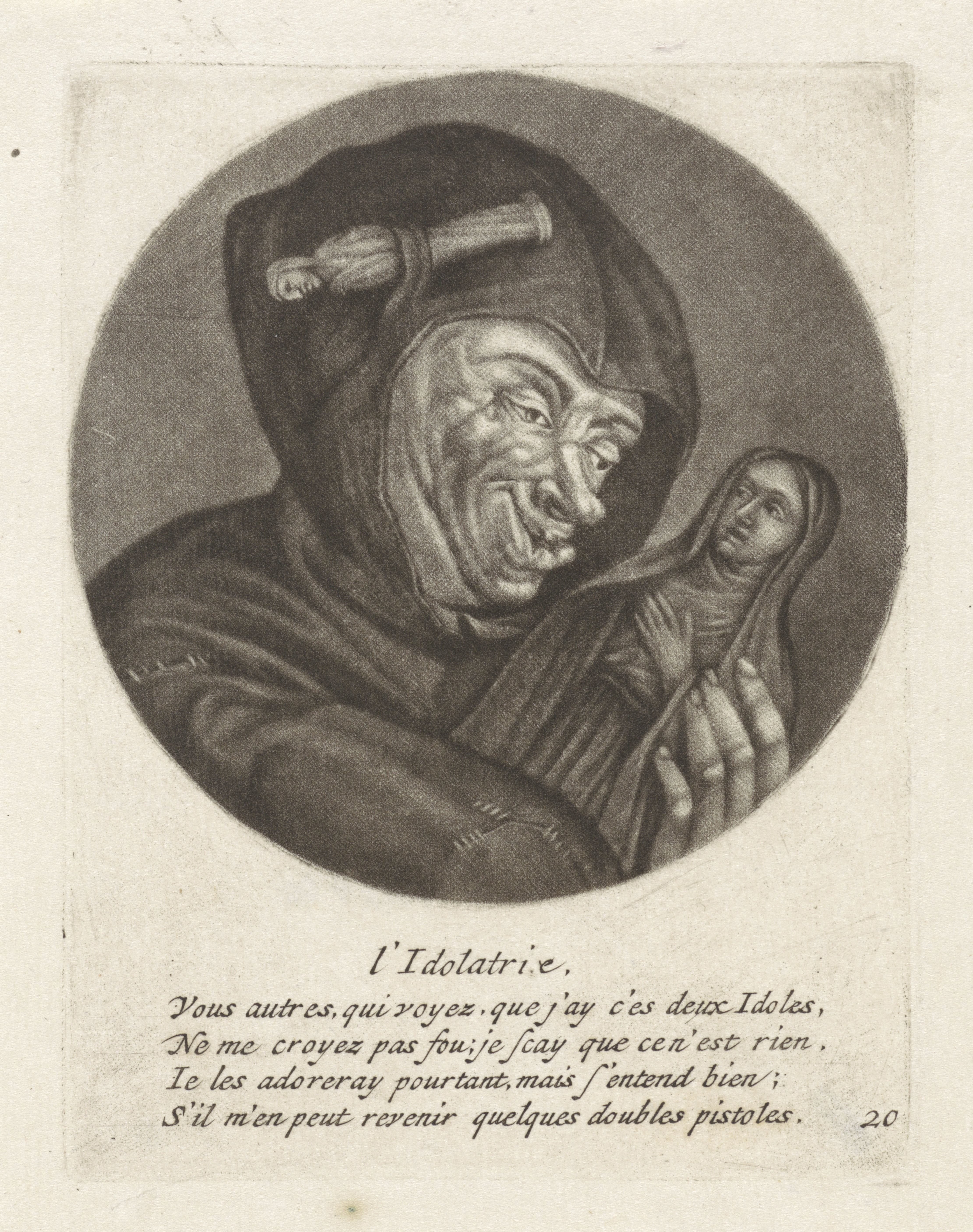 Monnik met een beeld van Maria