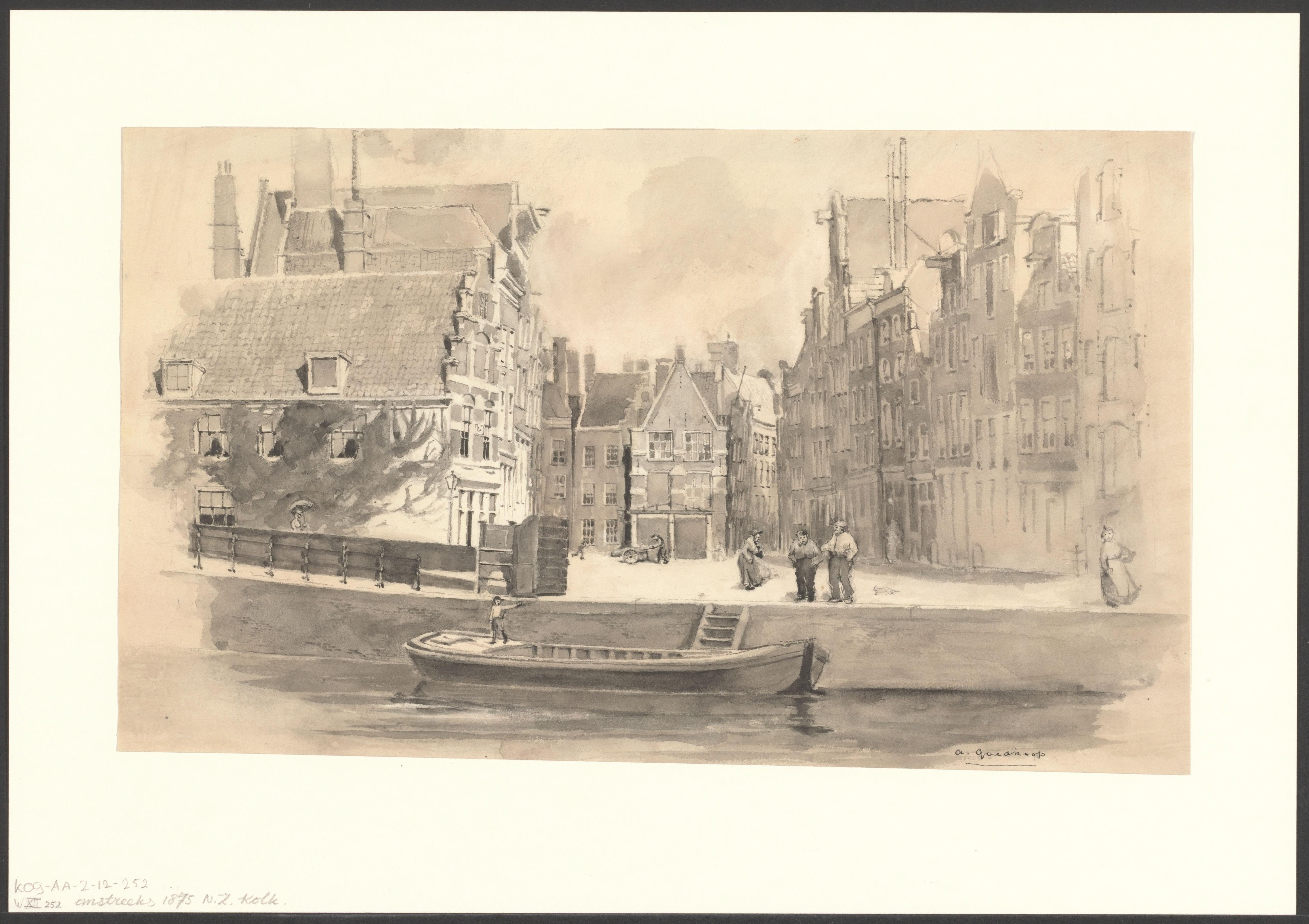 Gezicht op de Nieuwezijds Voorburgwal en Nieuwezijds Kolk