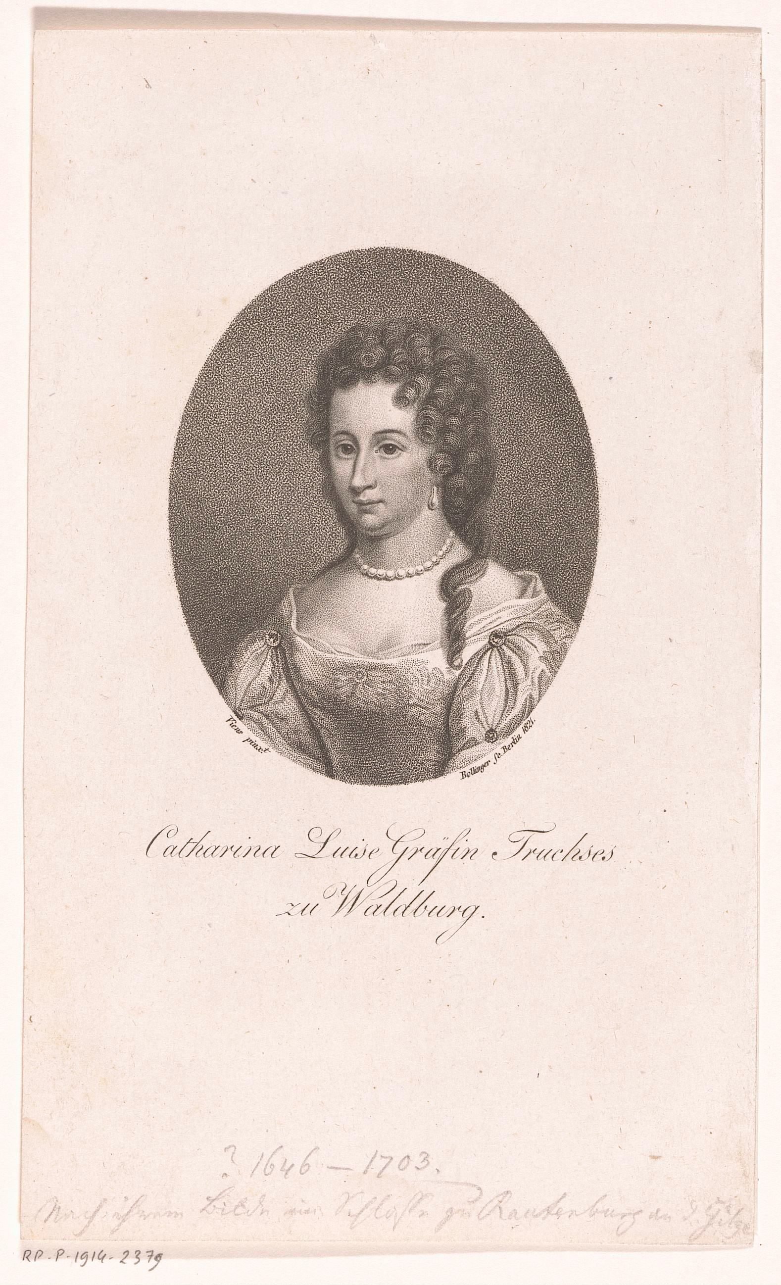 Portret van Luise Katharina, Gräfin Truchseß zu Waldburg