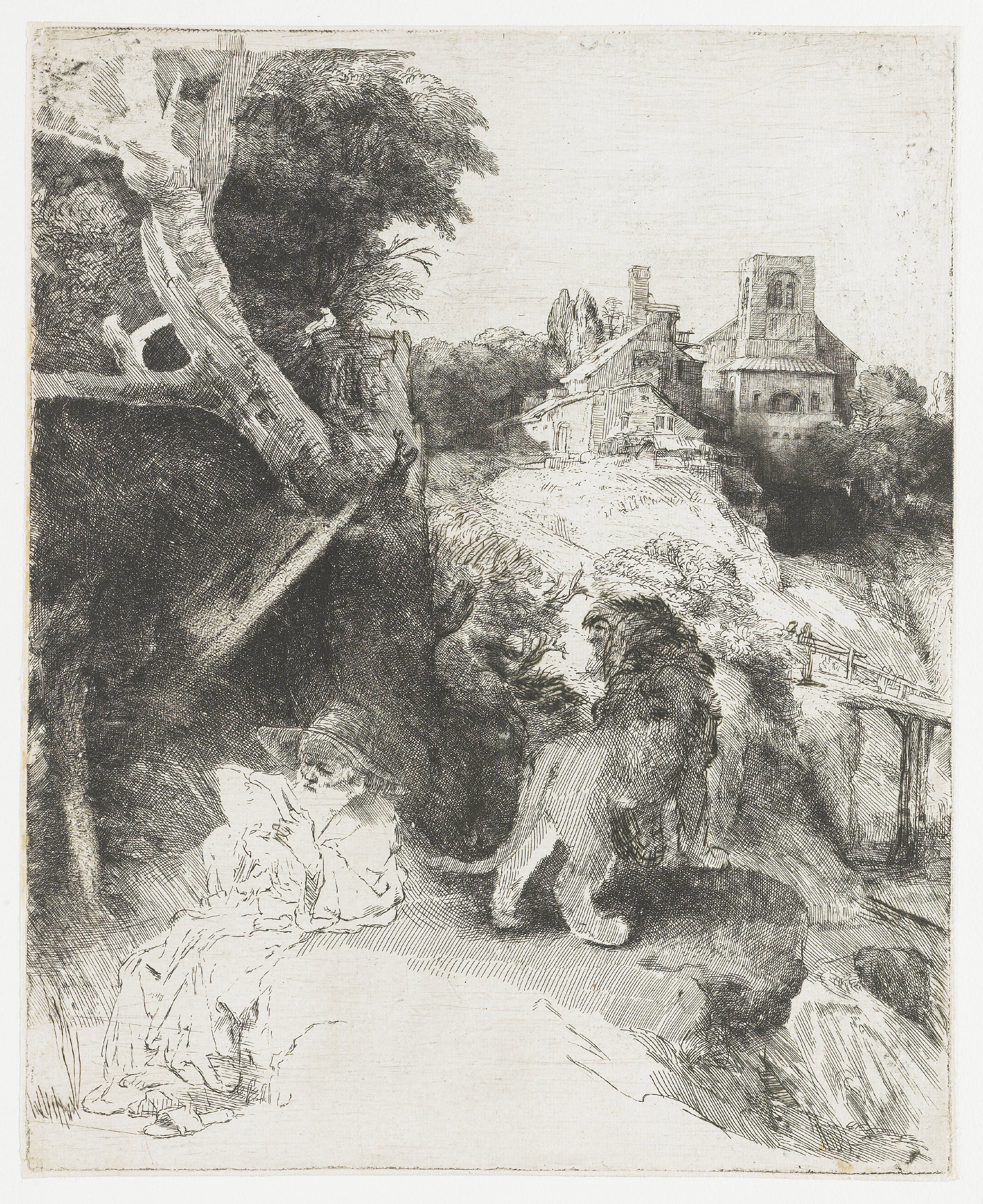 St Jerome reading in an Italian landscape