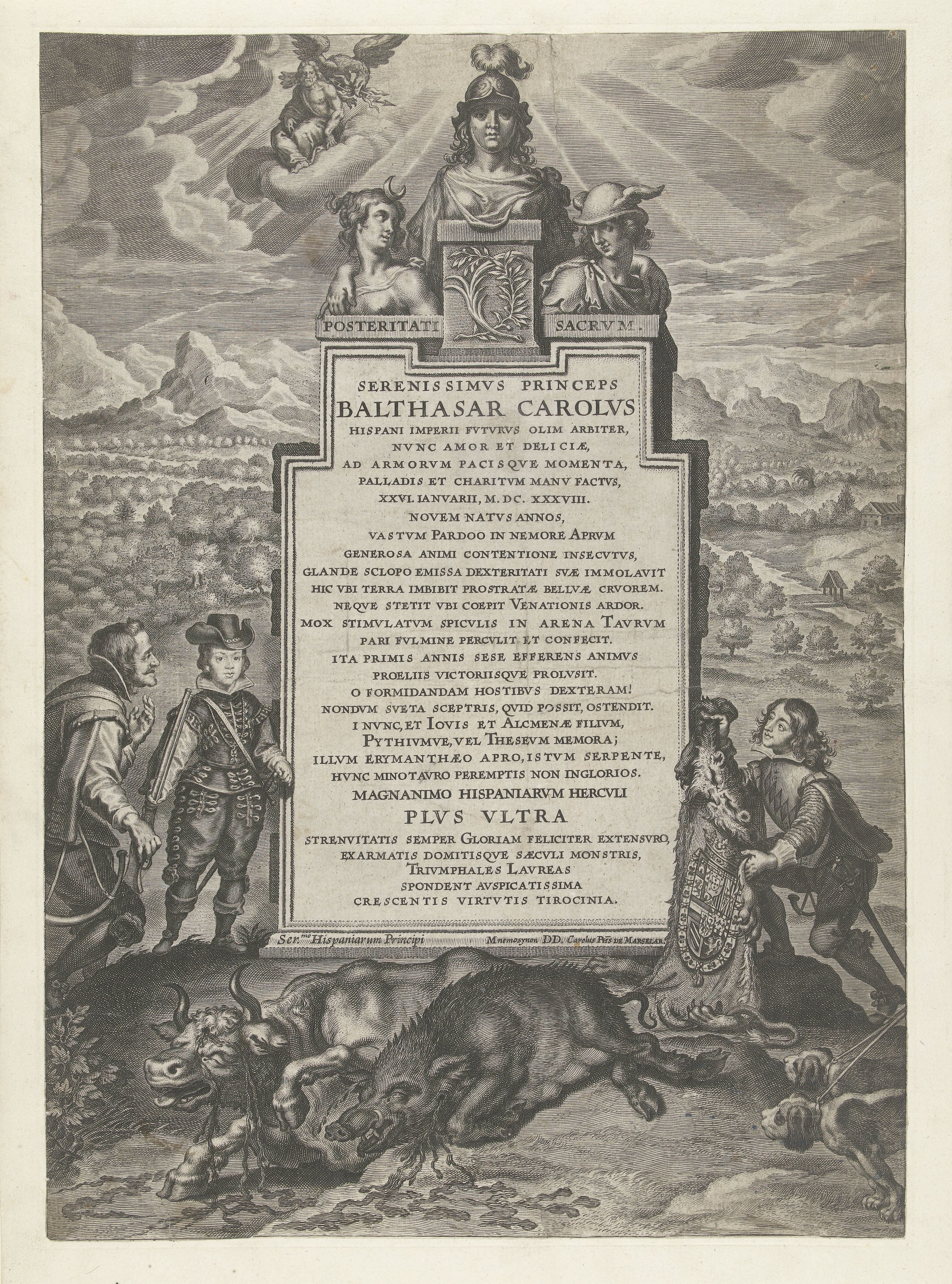 Monument ter ere van Balthazar Karel, zoon van Filips III van Spanje, die een stier en een zwijn doodde tijdens de jacht