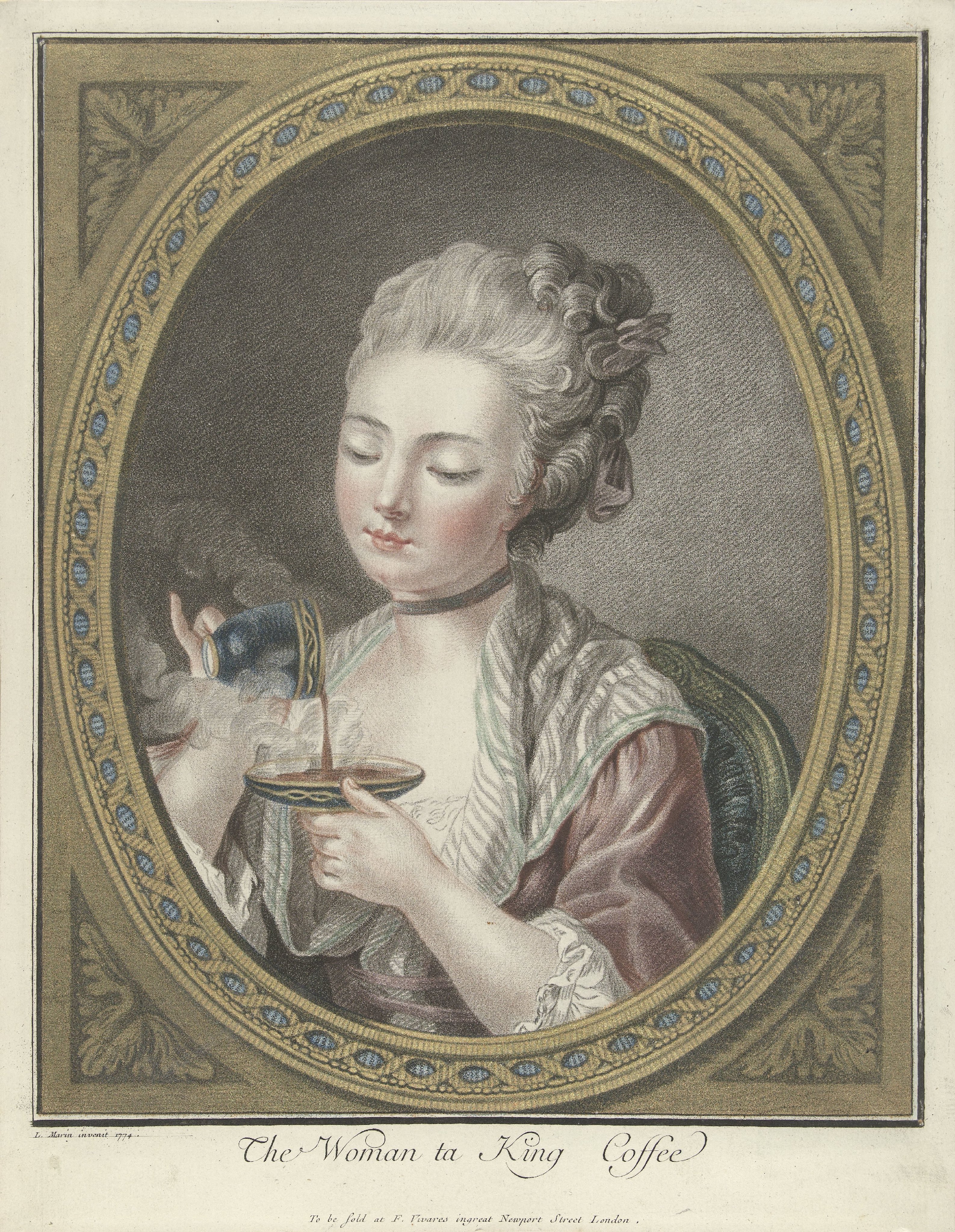 Buste van een jonge vrouw die koffie drinkt