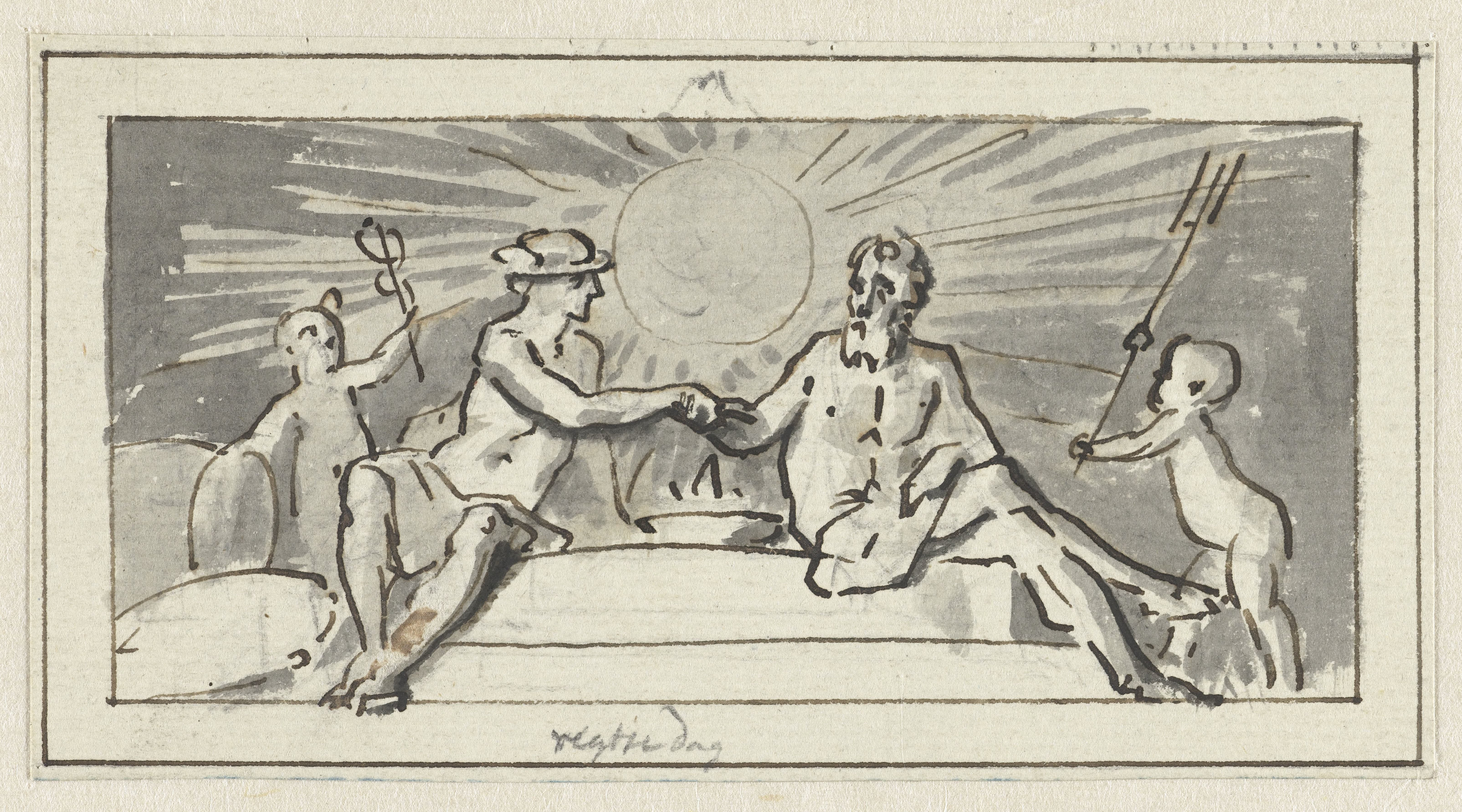 Allegorie op 't verbond van Zeevaart en Koophandel