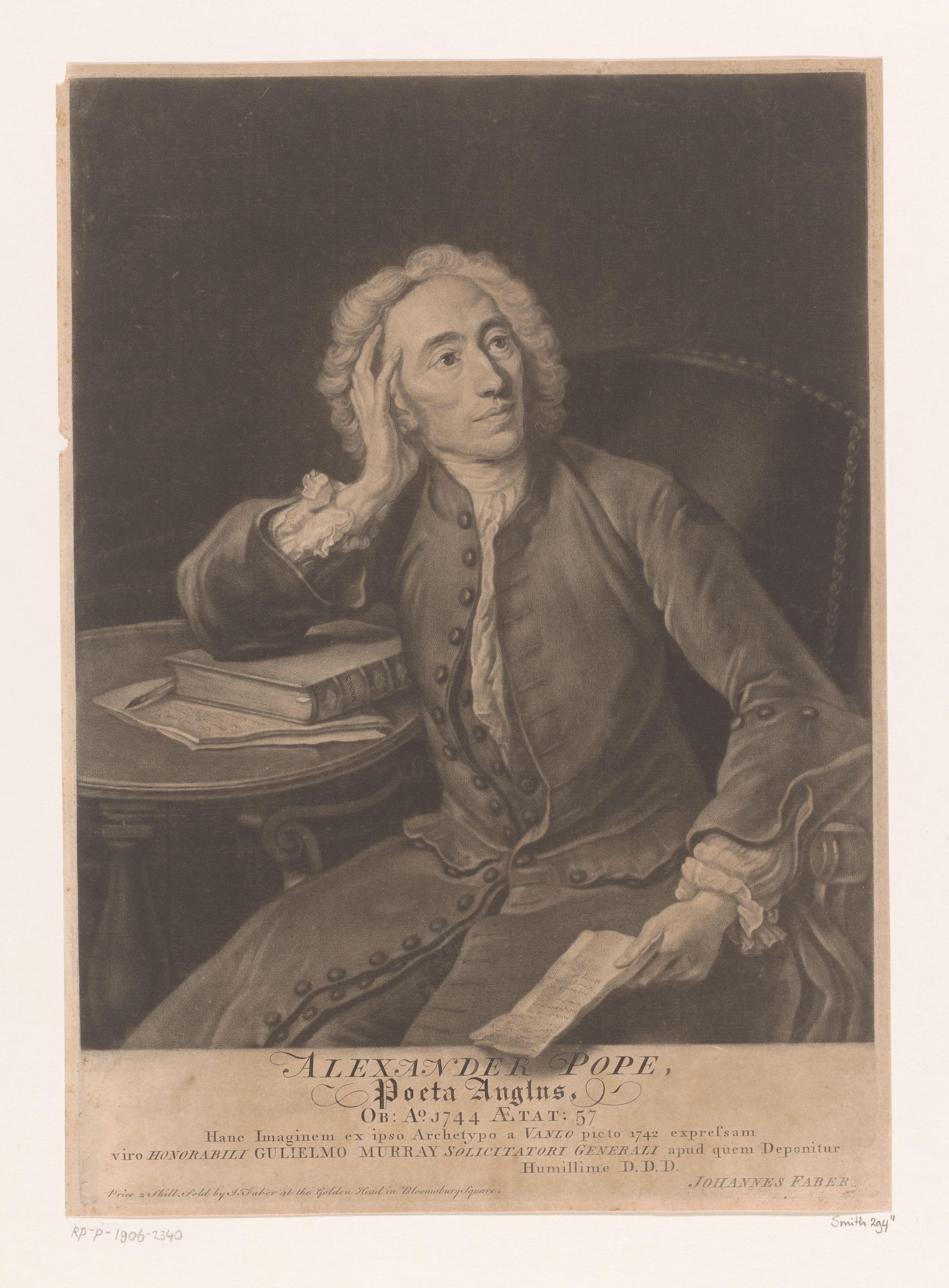 Portret van Alexander Pope op 57-jarige leeftijd