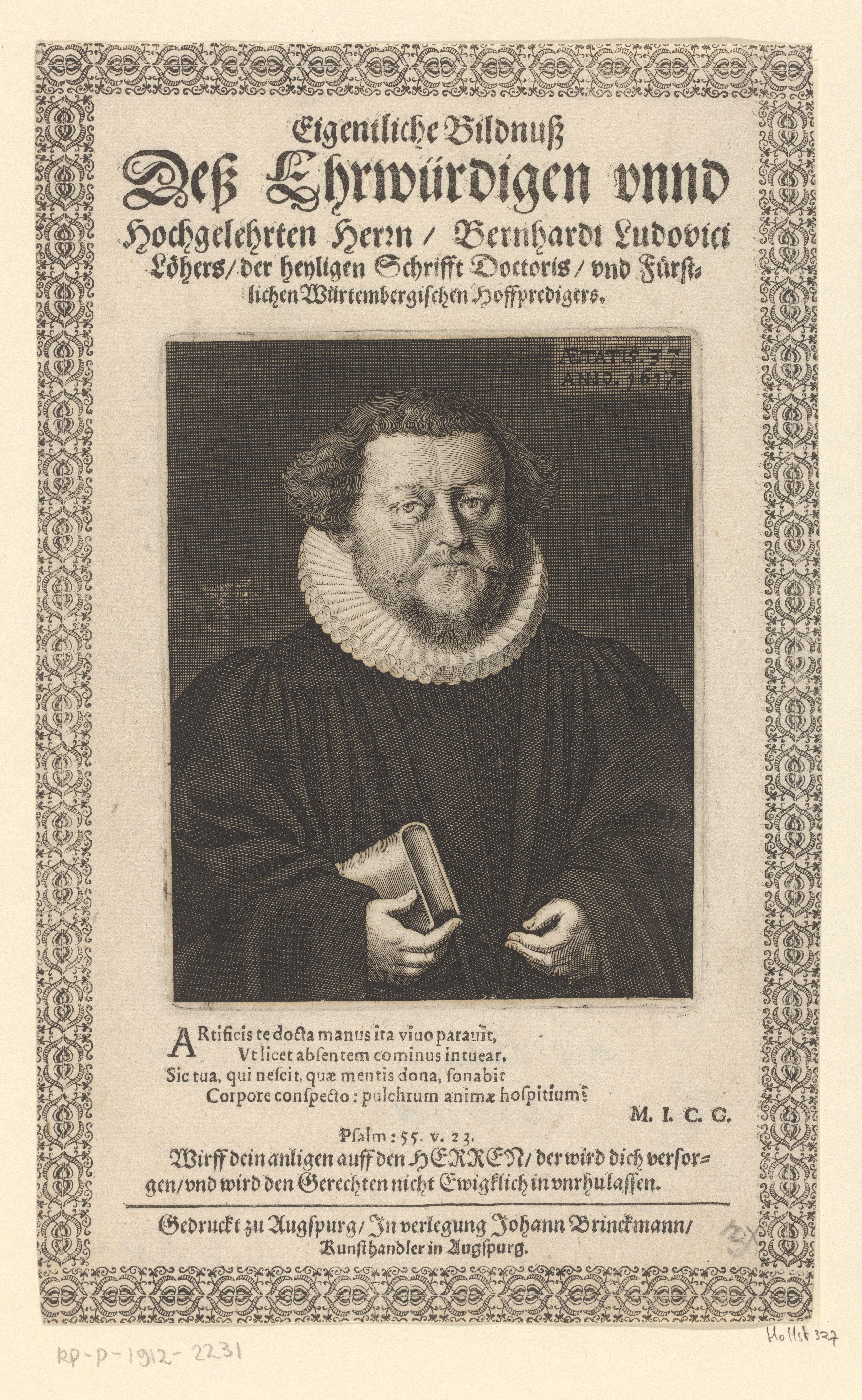 Portret van Bernhard Ludwig Löher op 37-jarige leeftijd