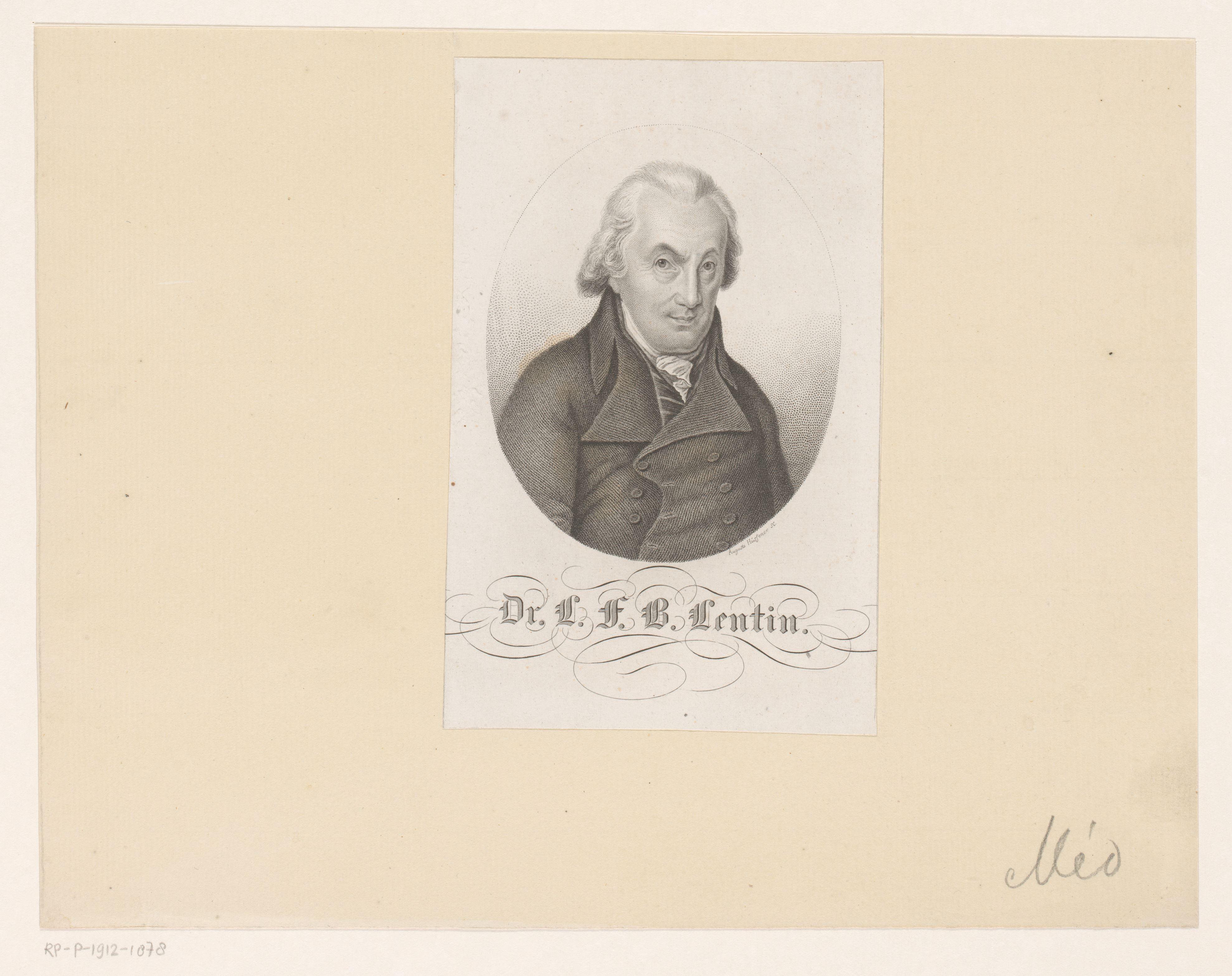 Portret van Lebrecht Friedrich Benjamin Lentin