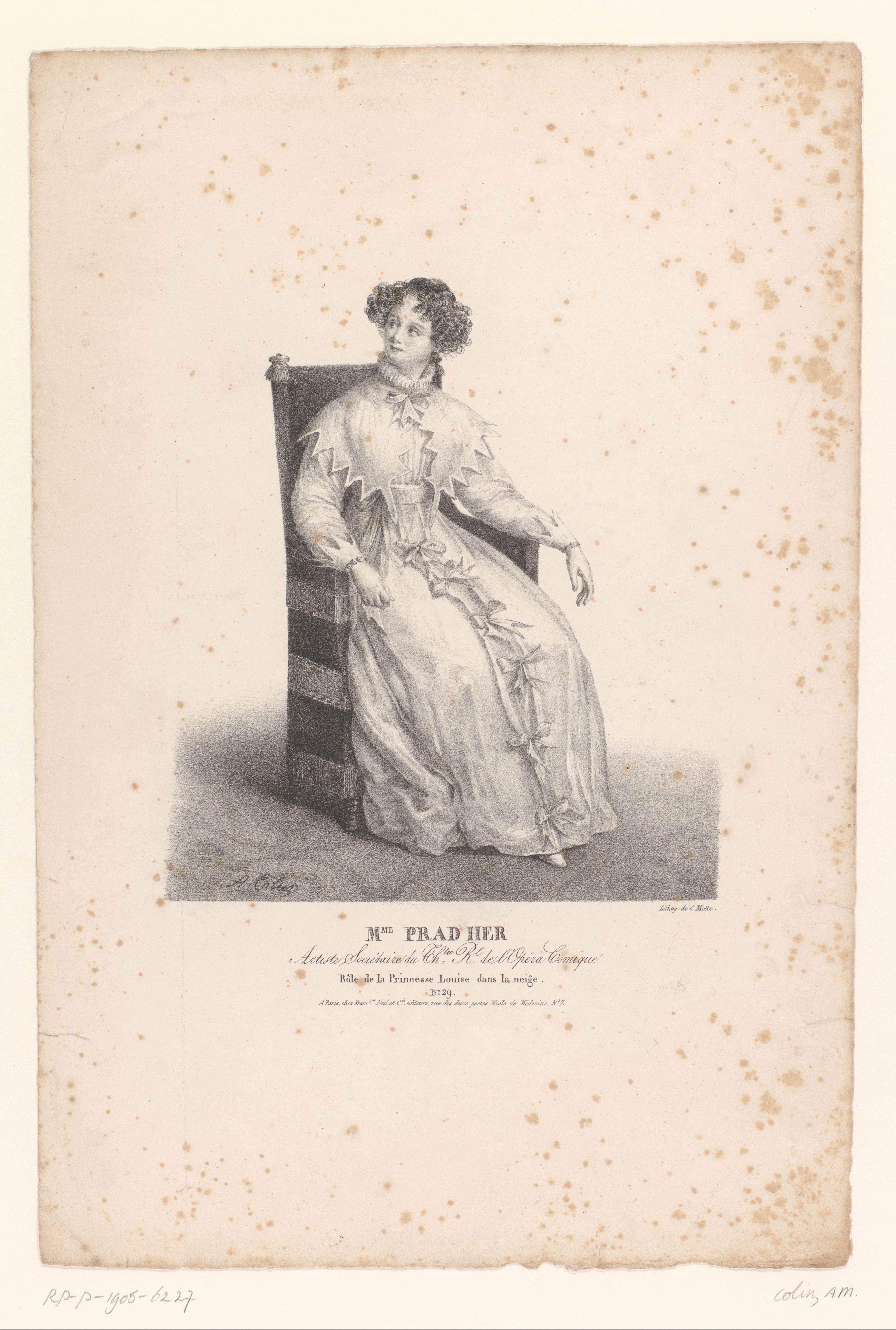 Portret van Félicité Pradher als Princesse Louise in de opera La neige