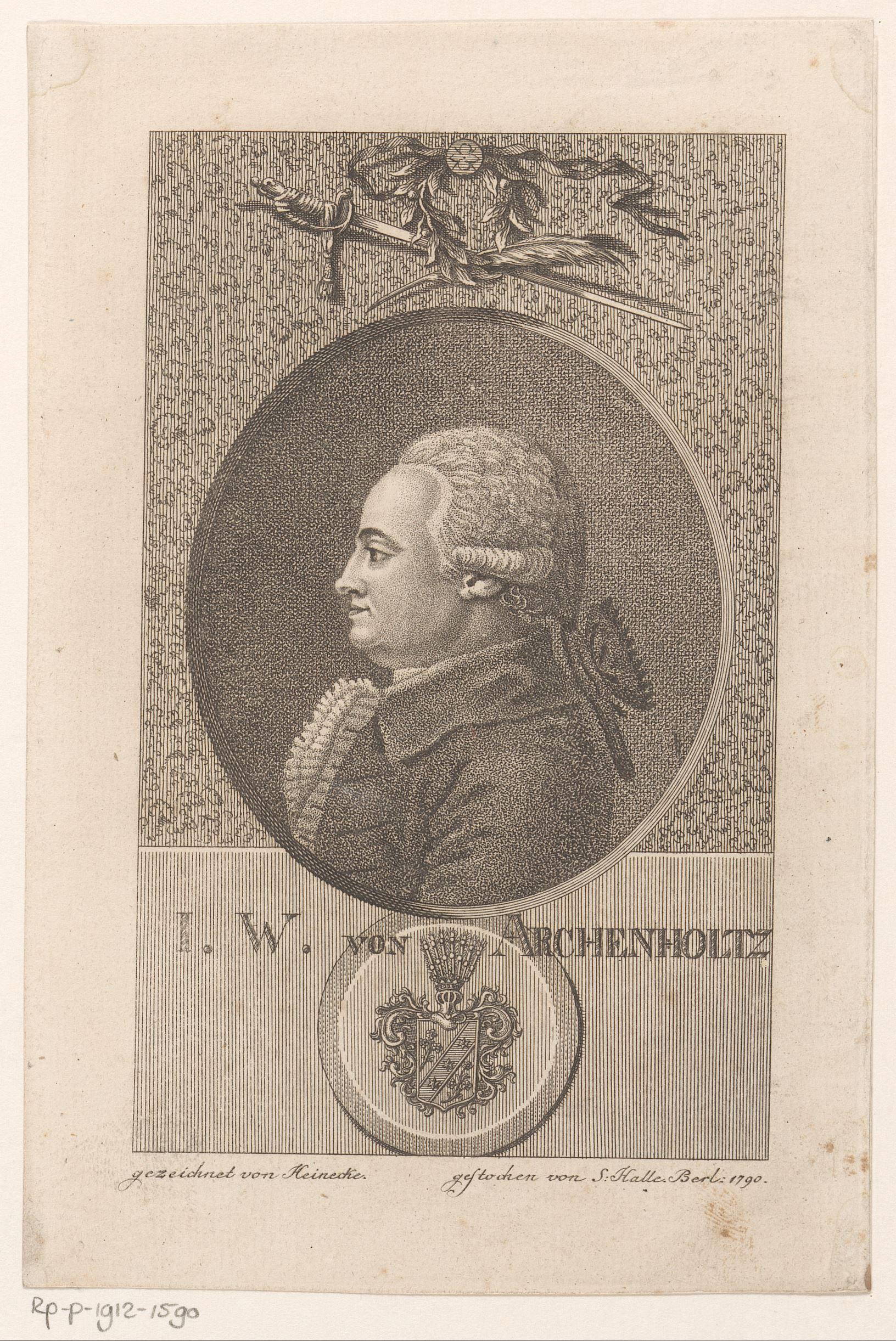 Portret van Johann Wilhelm von Archenholz