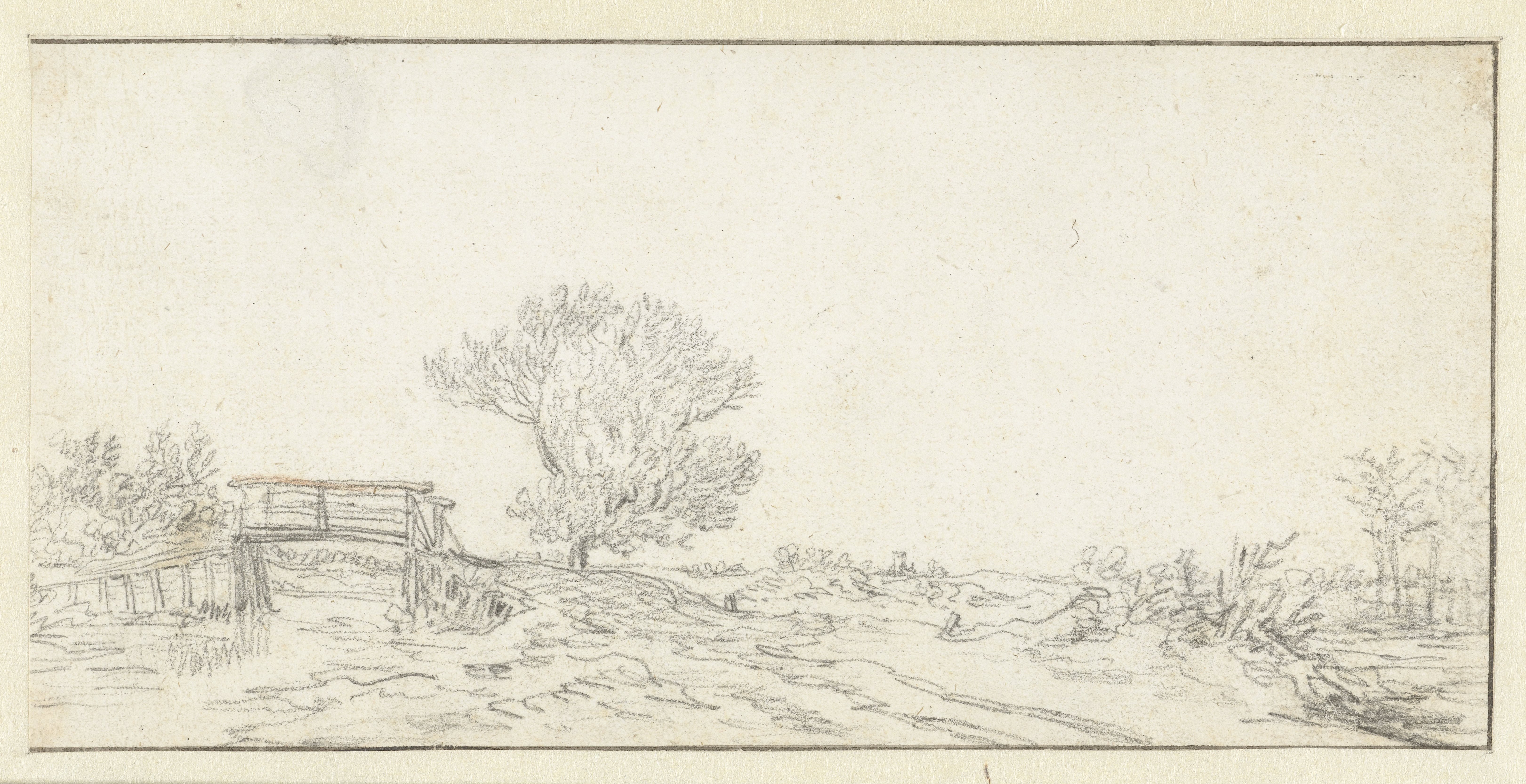 Landschap met een boom bij een brug