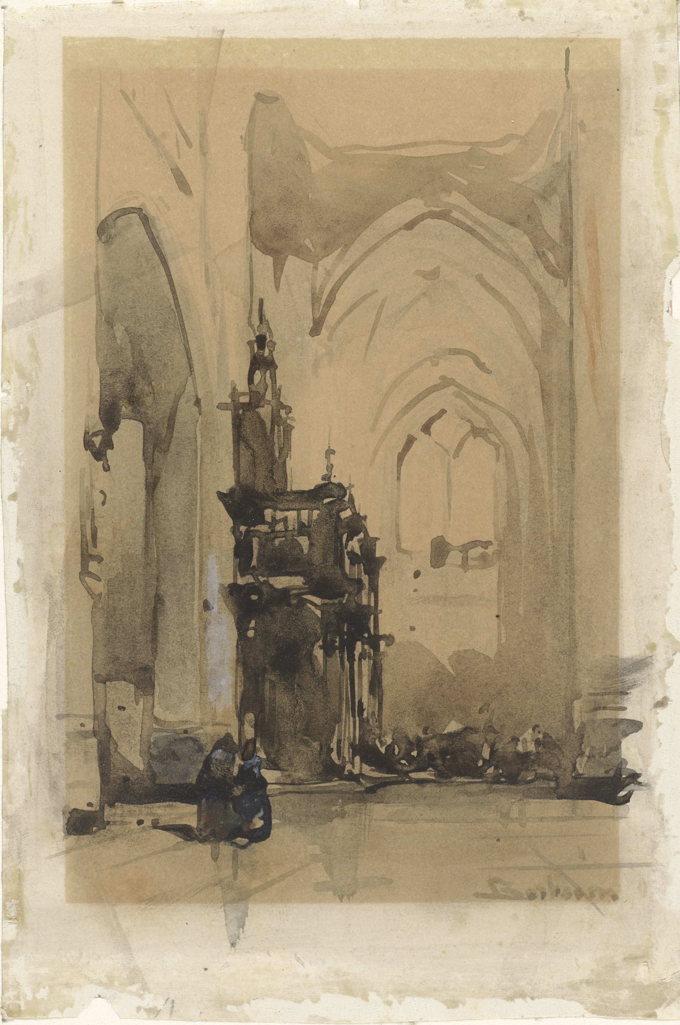 Gezicht op het oxaal van de Sint-Janskathedraal te 's-Hertogenbosch