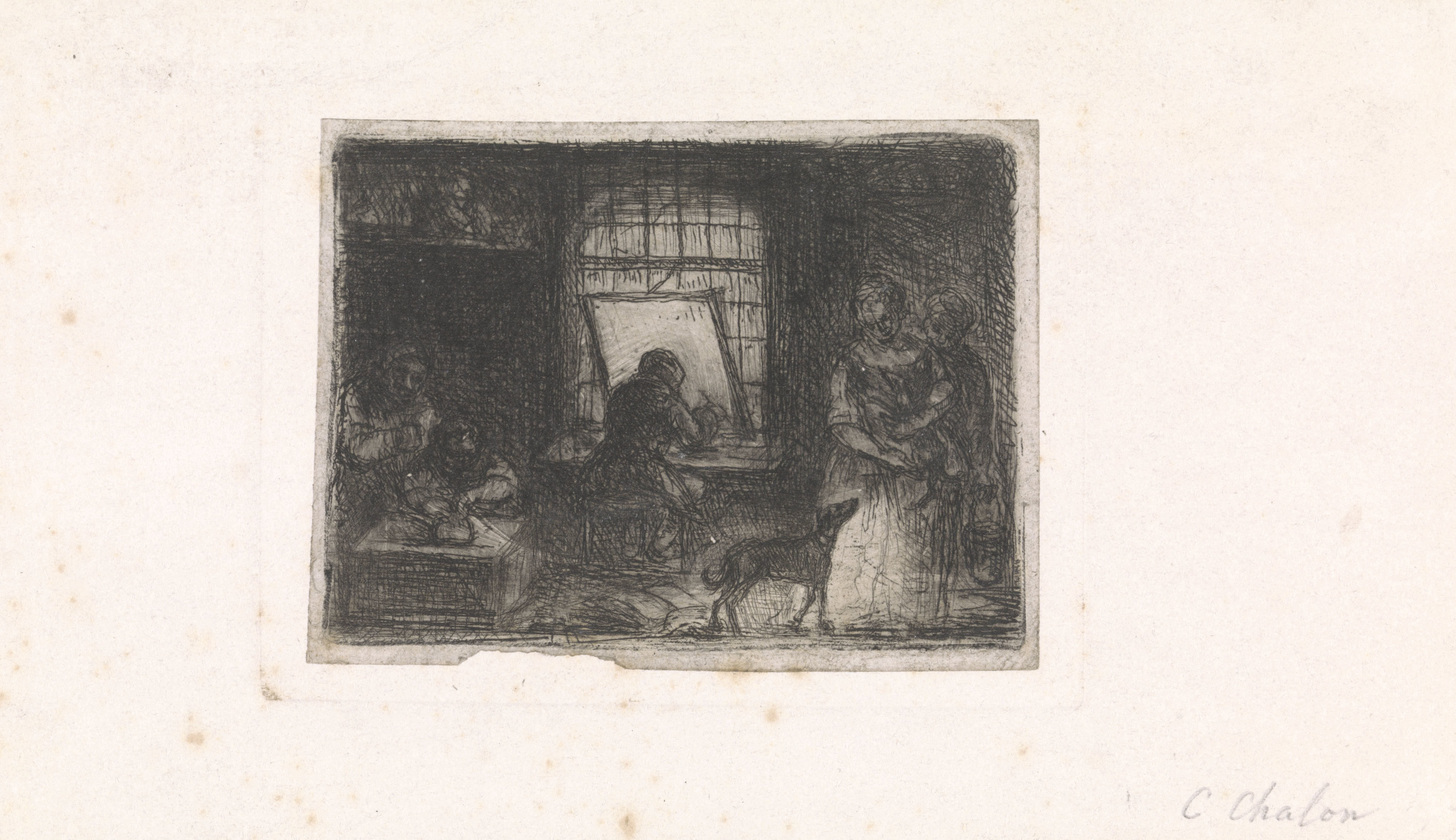 Interieur van een prentatelier