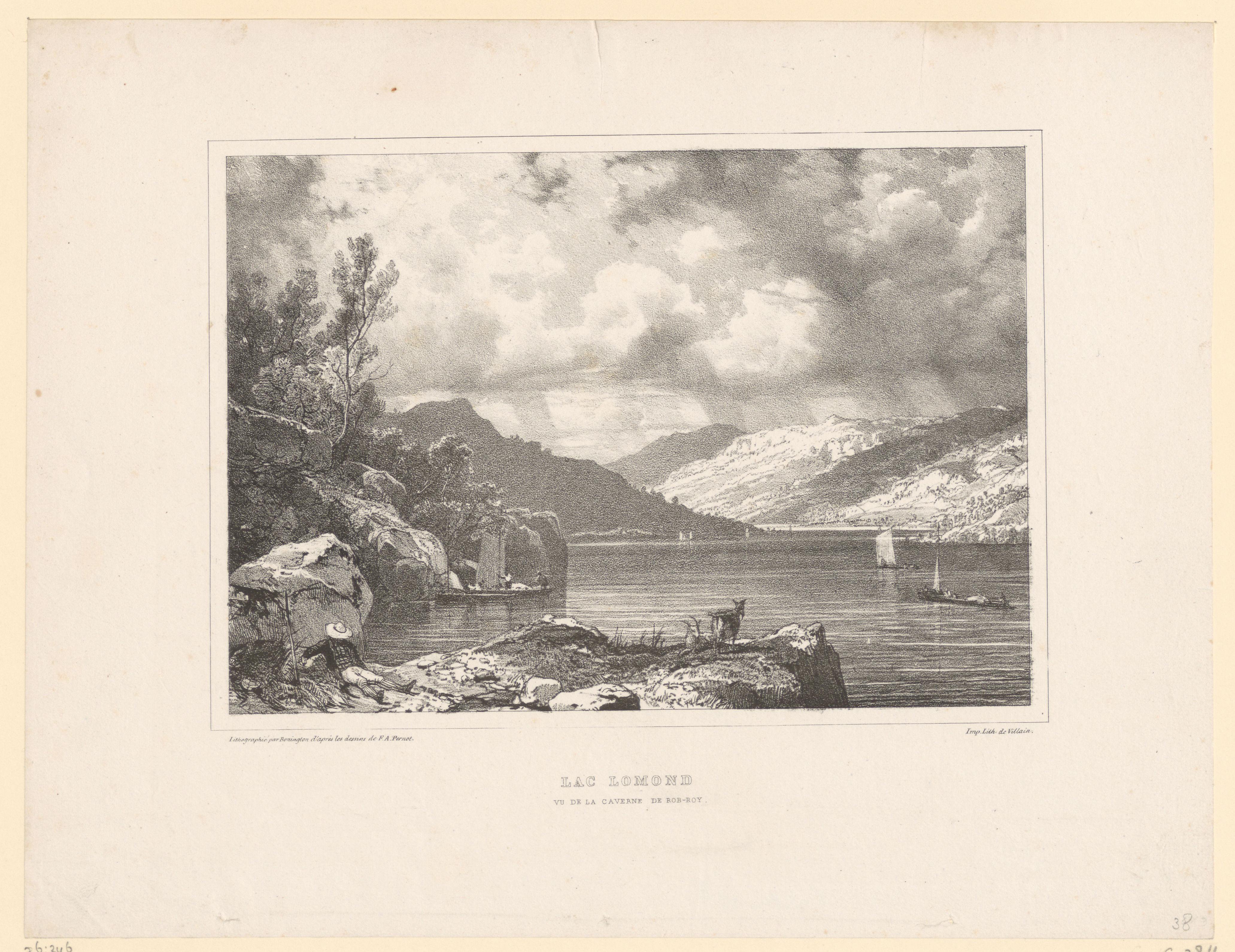 Gezicht op Loch Lomond, gezien vanaf de grot van Rob-Roy