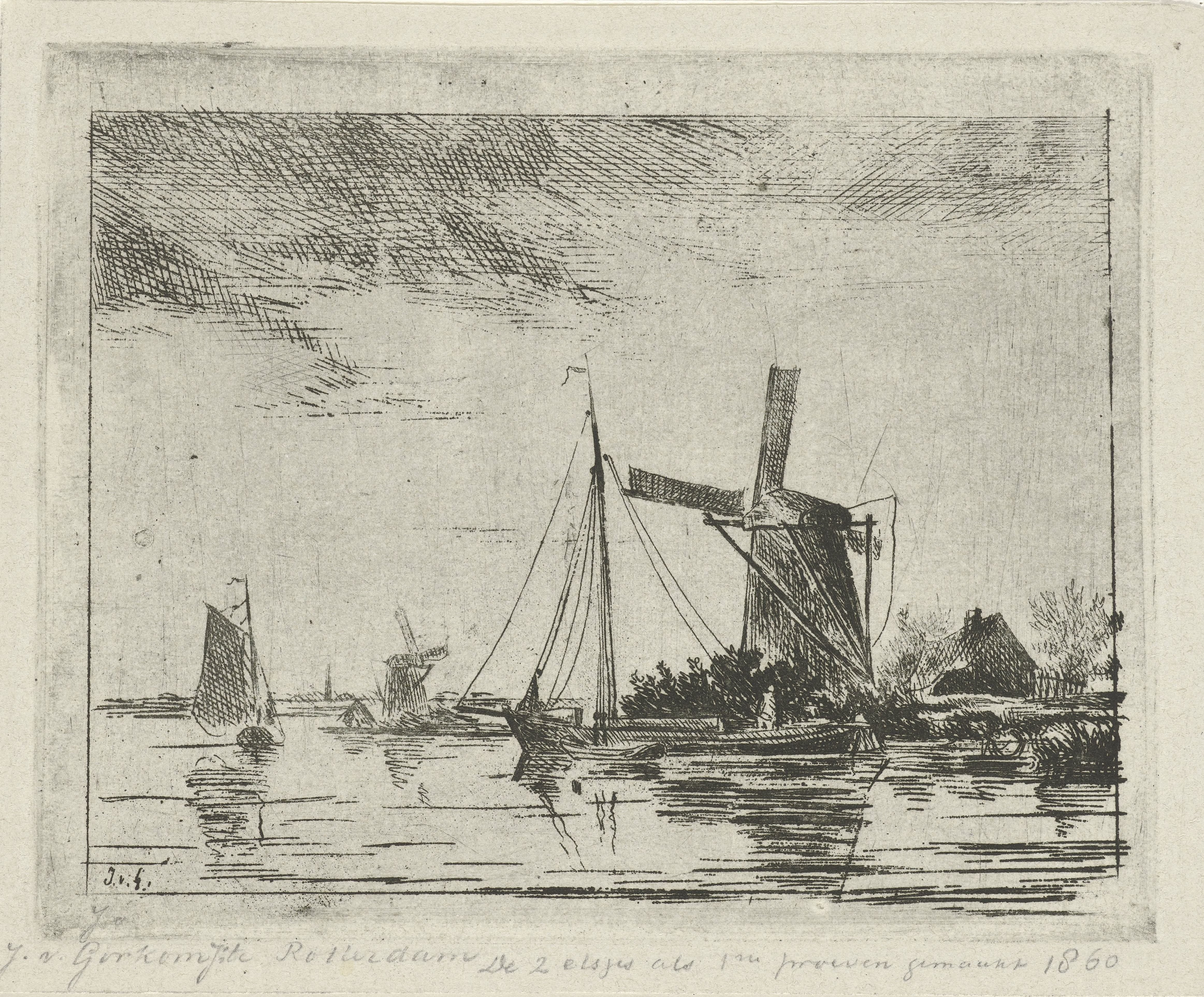 Riviergezicht met molen