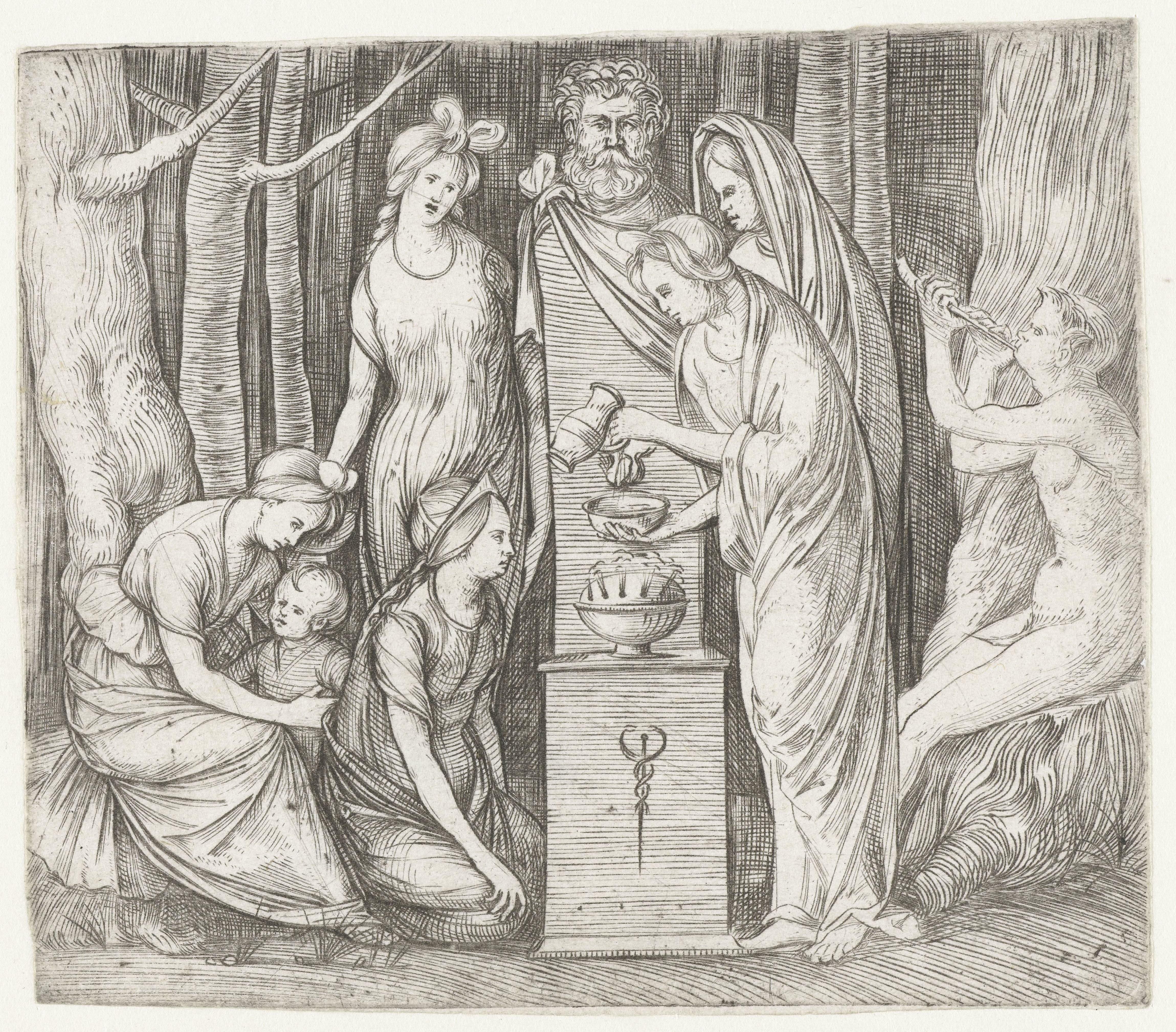Vrouwen brengen offer aan Priapus
