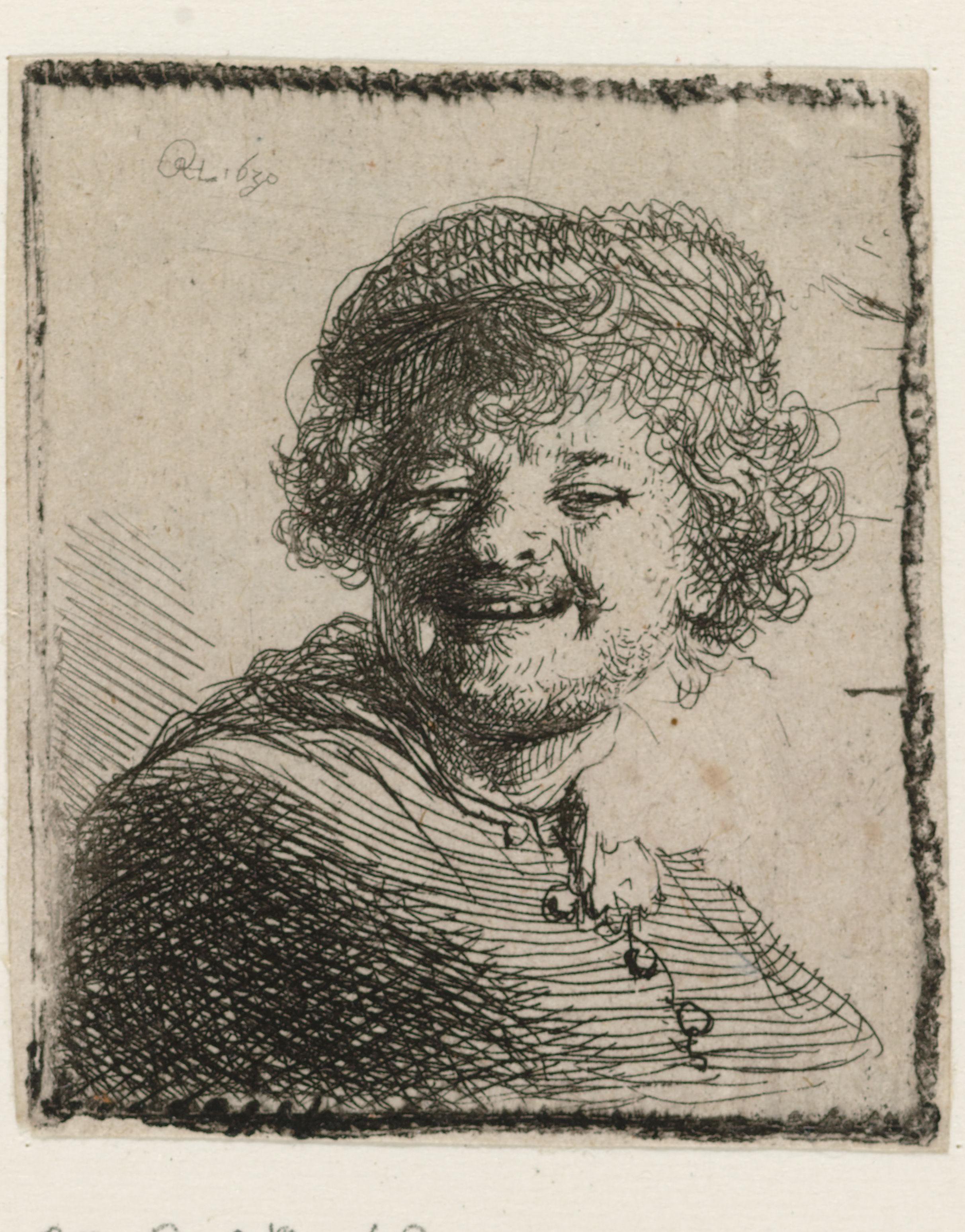 Self-portrait in a Cap, Laughing