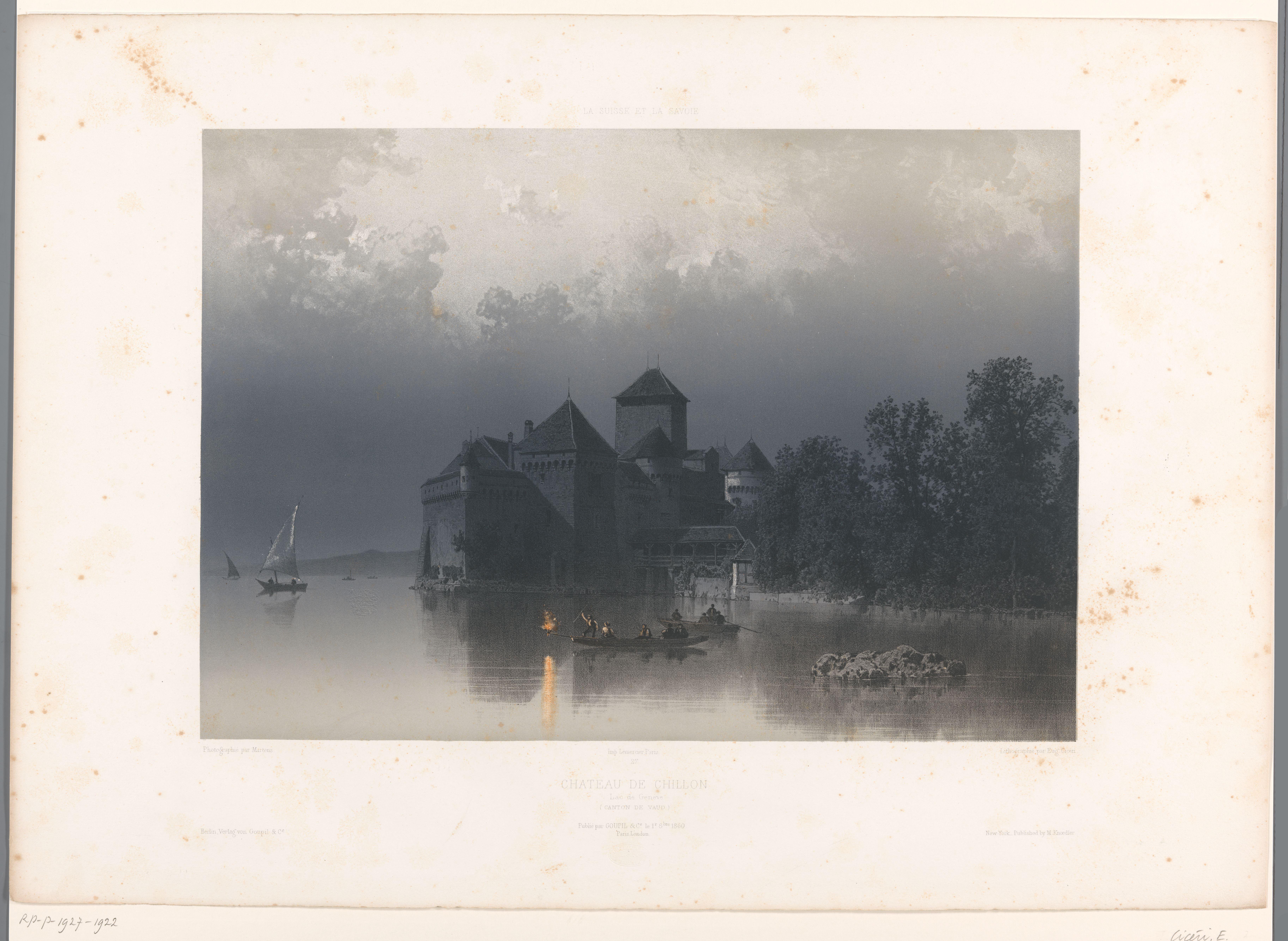 Zicht op het Kasteel van Chillon aan het meer van Genève