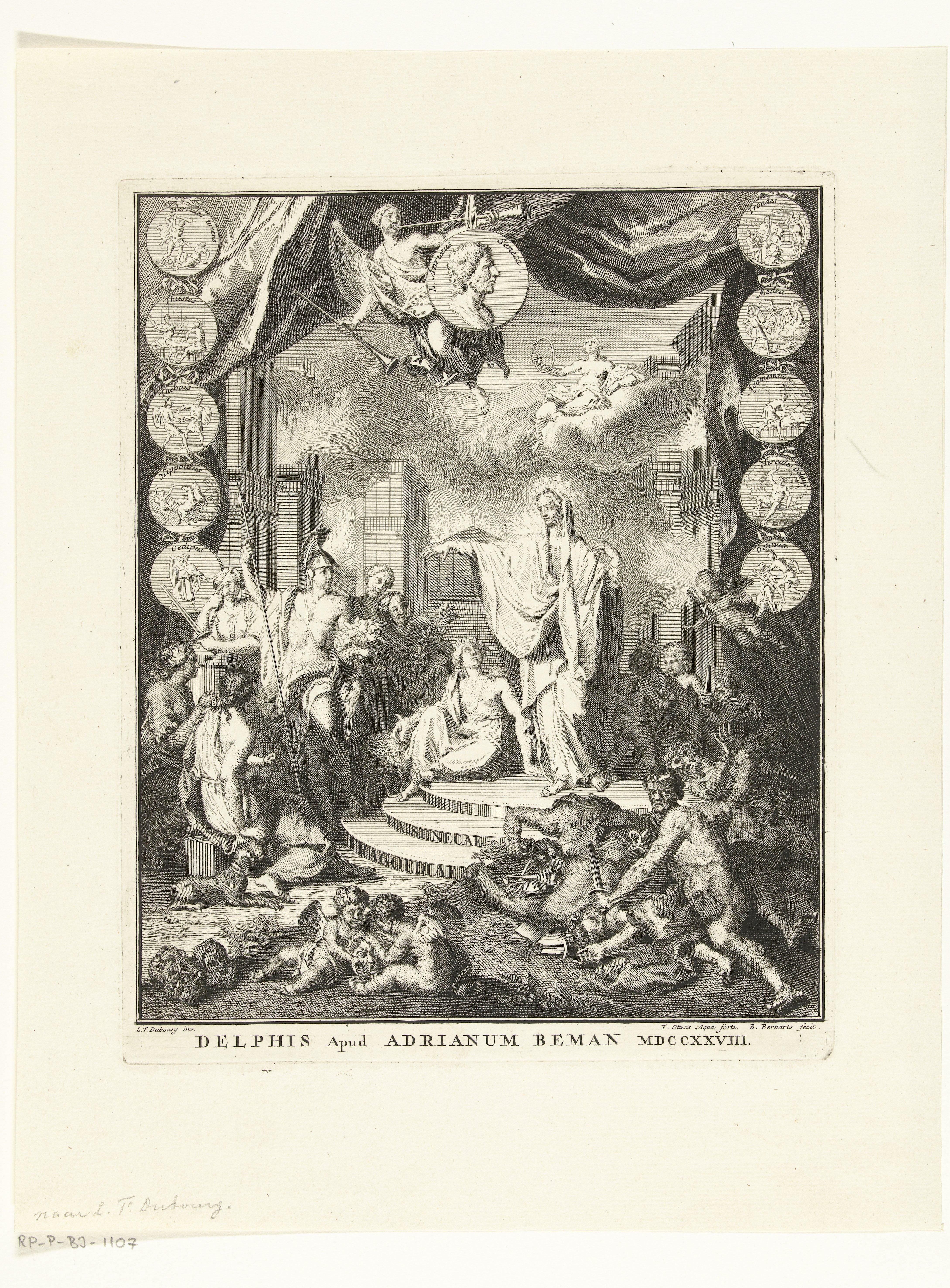 Titelpagina voor L. Annaeus Seneca, Tragoediae, Delft, 1728