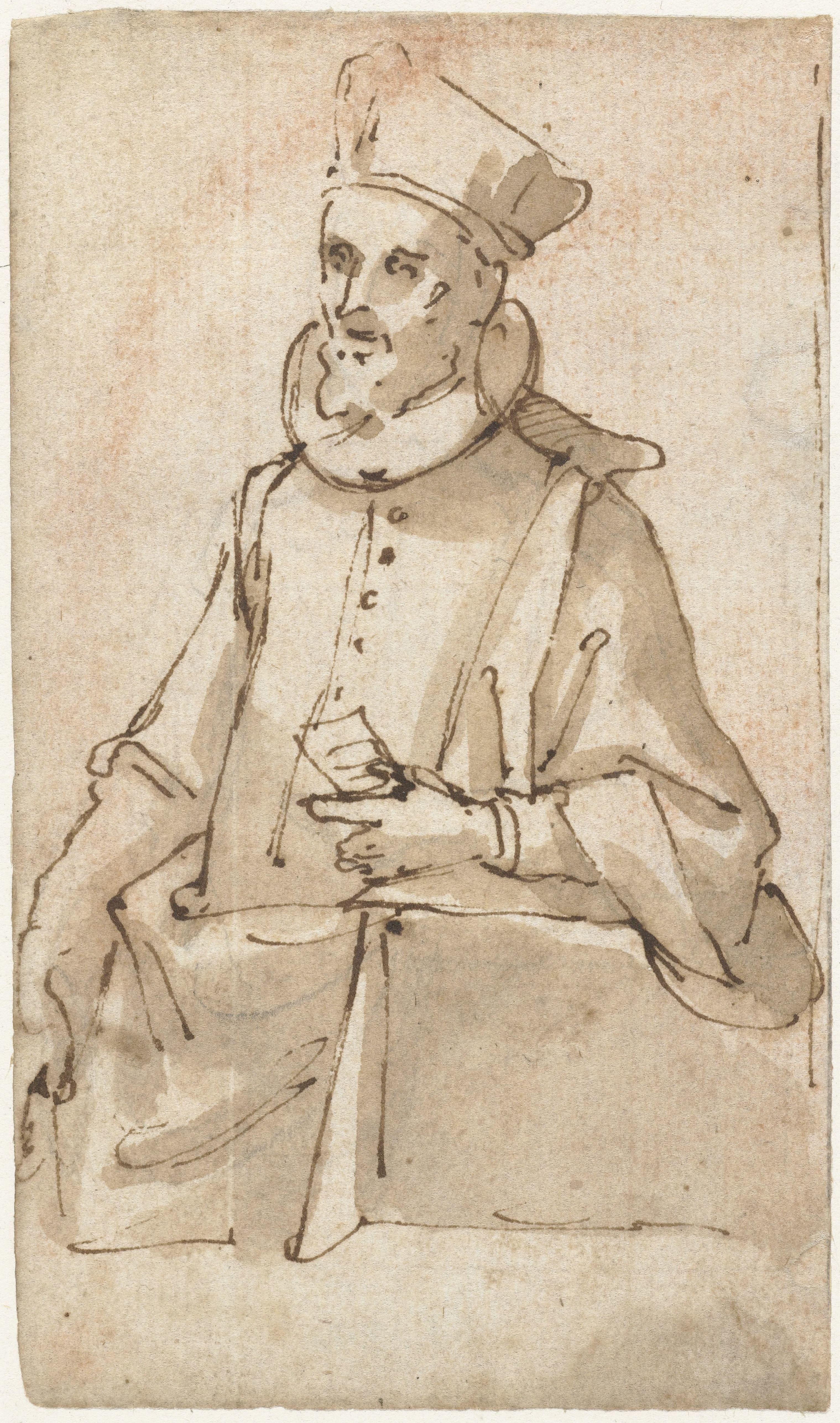 Portret van een staande man op een spreekgestoelte