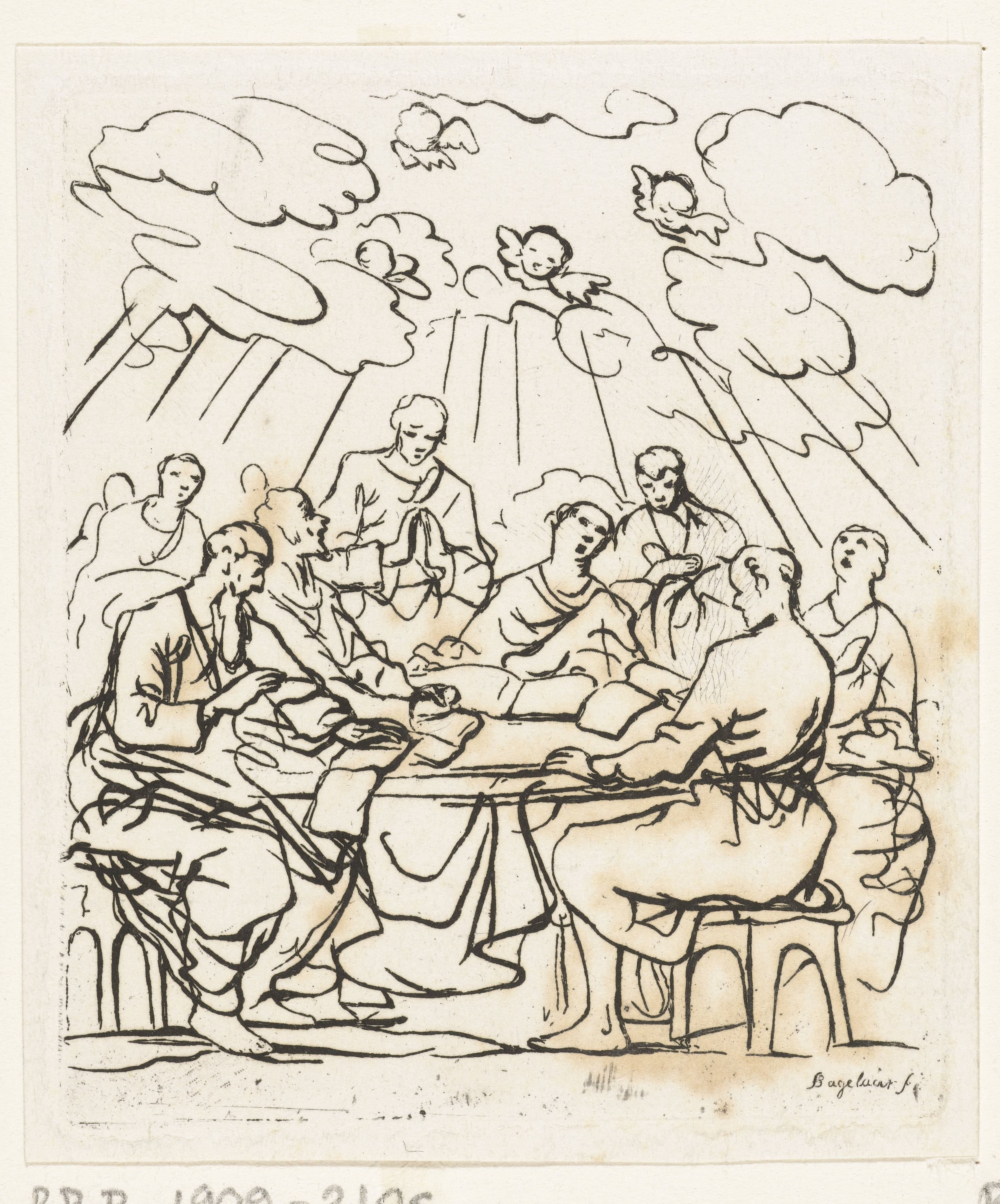 Een gezelschap van acht lofzingende personen rondom een tafel