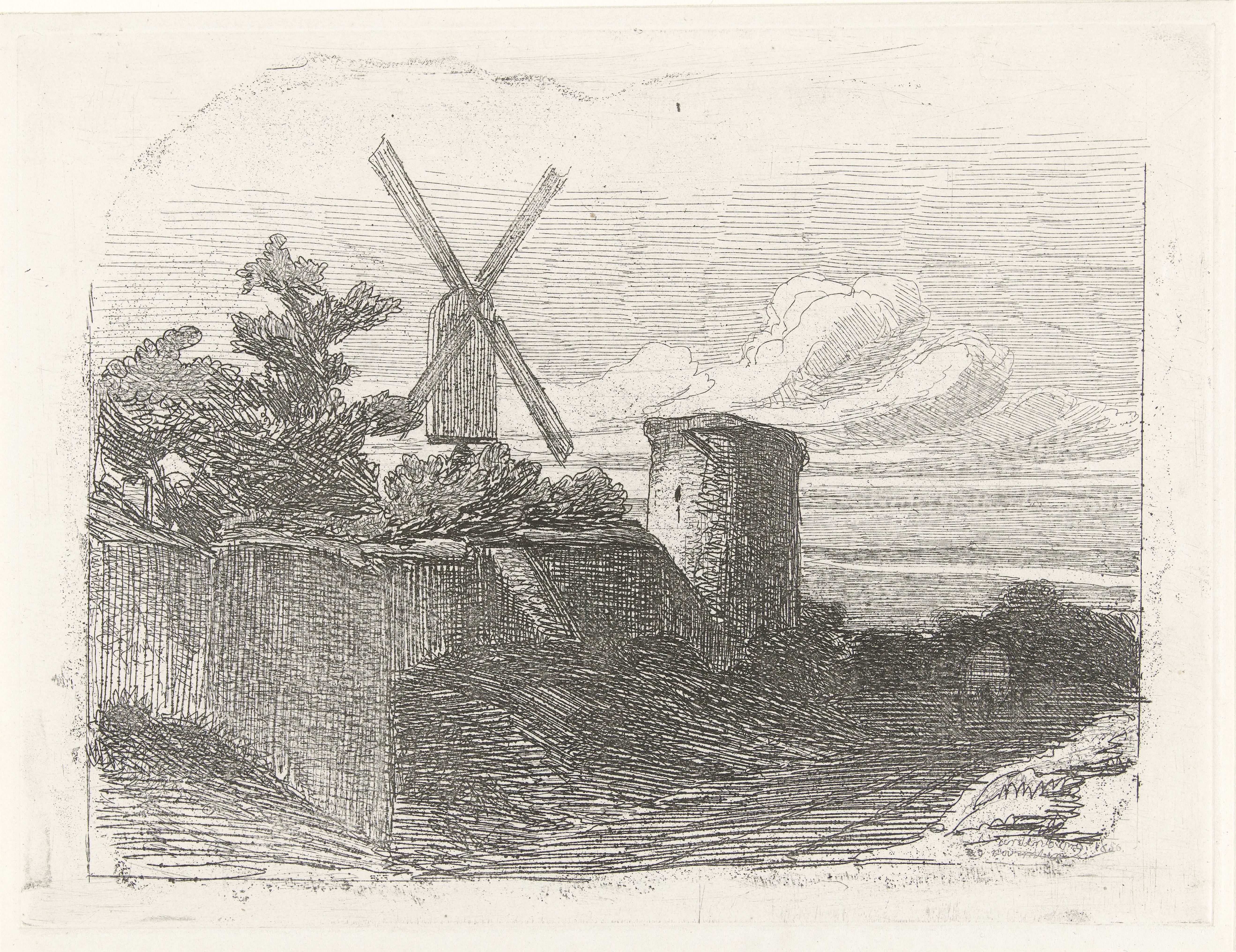 Ruïne met molen