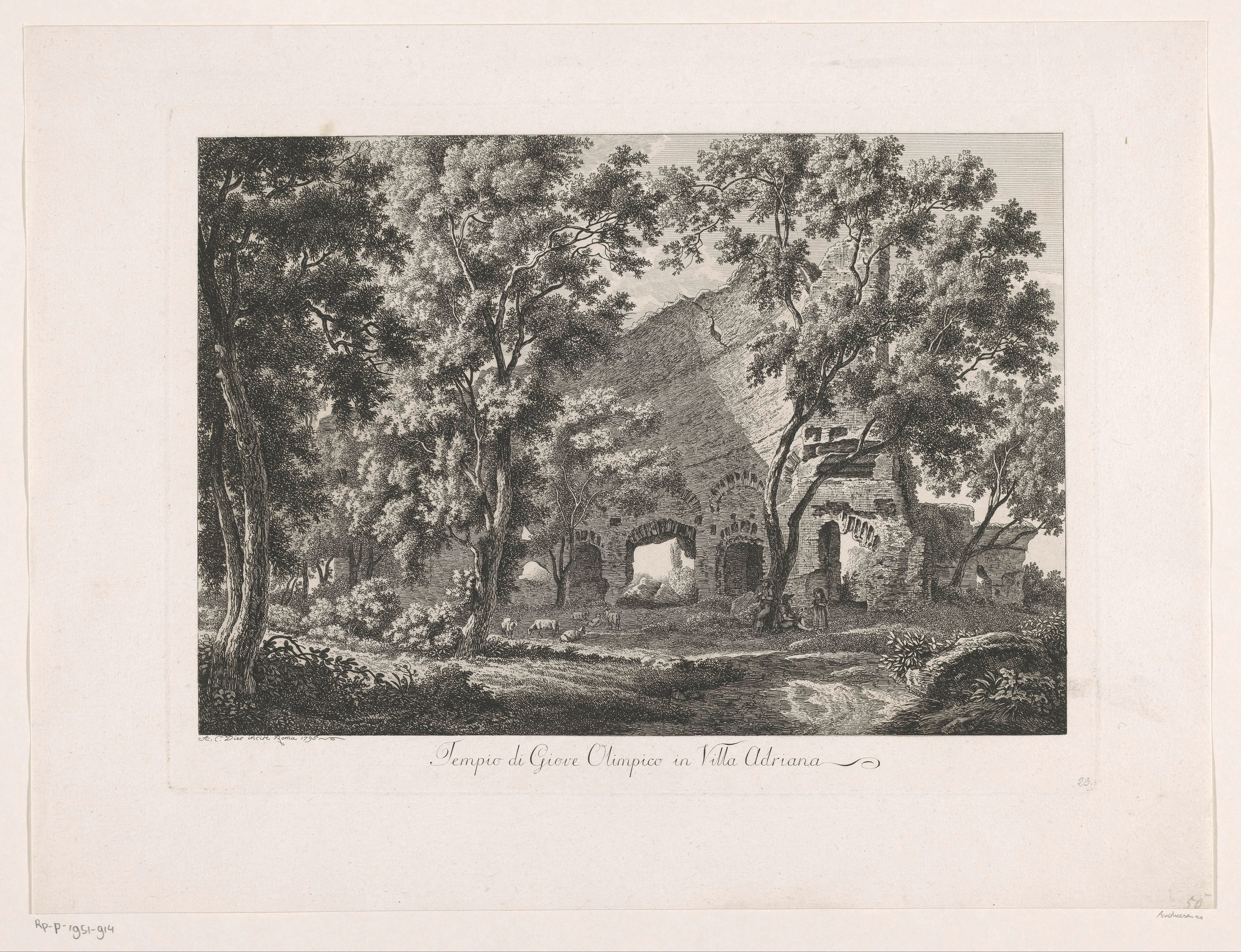 Gezicht op de tempel van Zeus in Villa Adriana