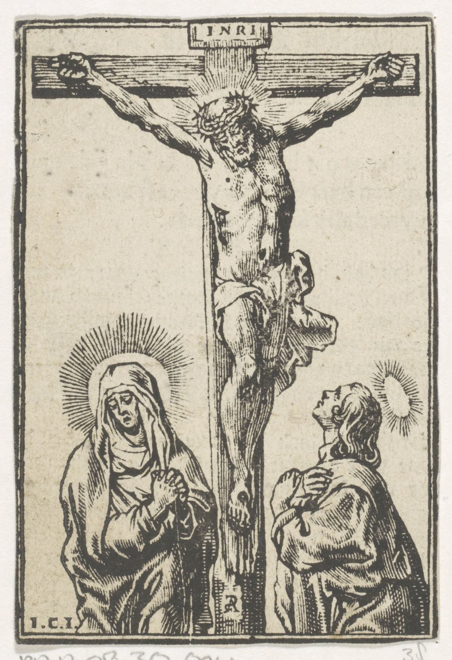 Christus aan het kruis met Maria en Johannes