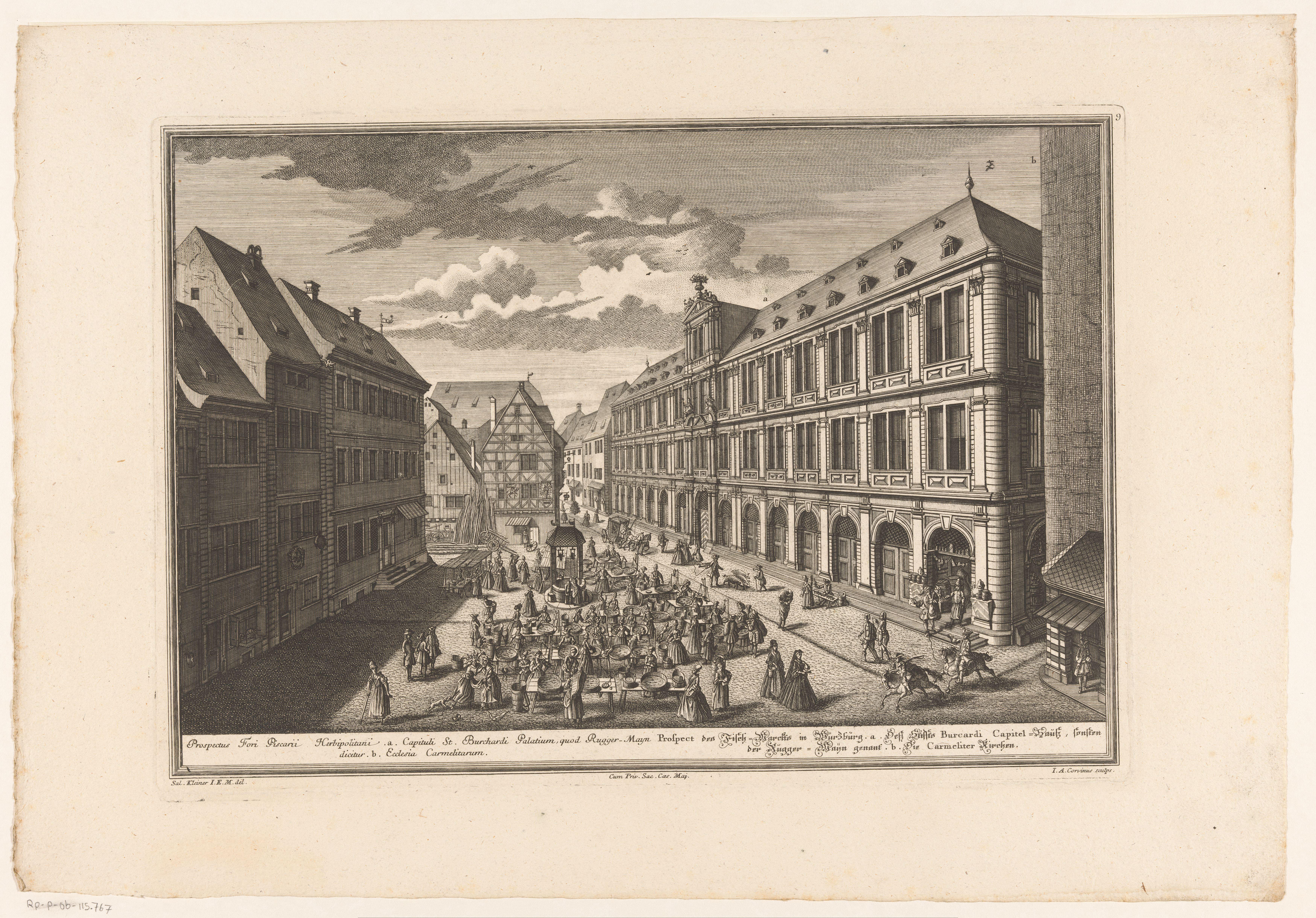 Gezicht op de vismarkt in Würzburg