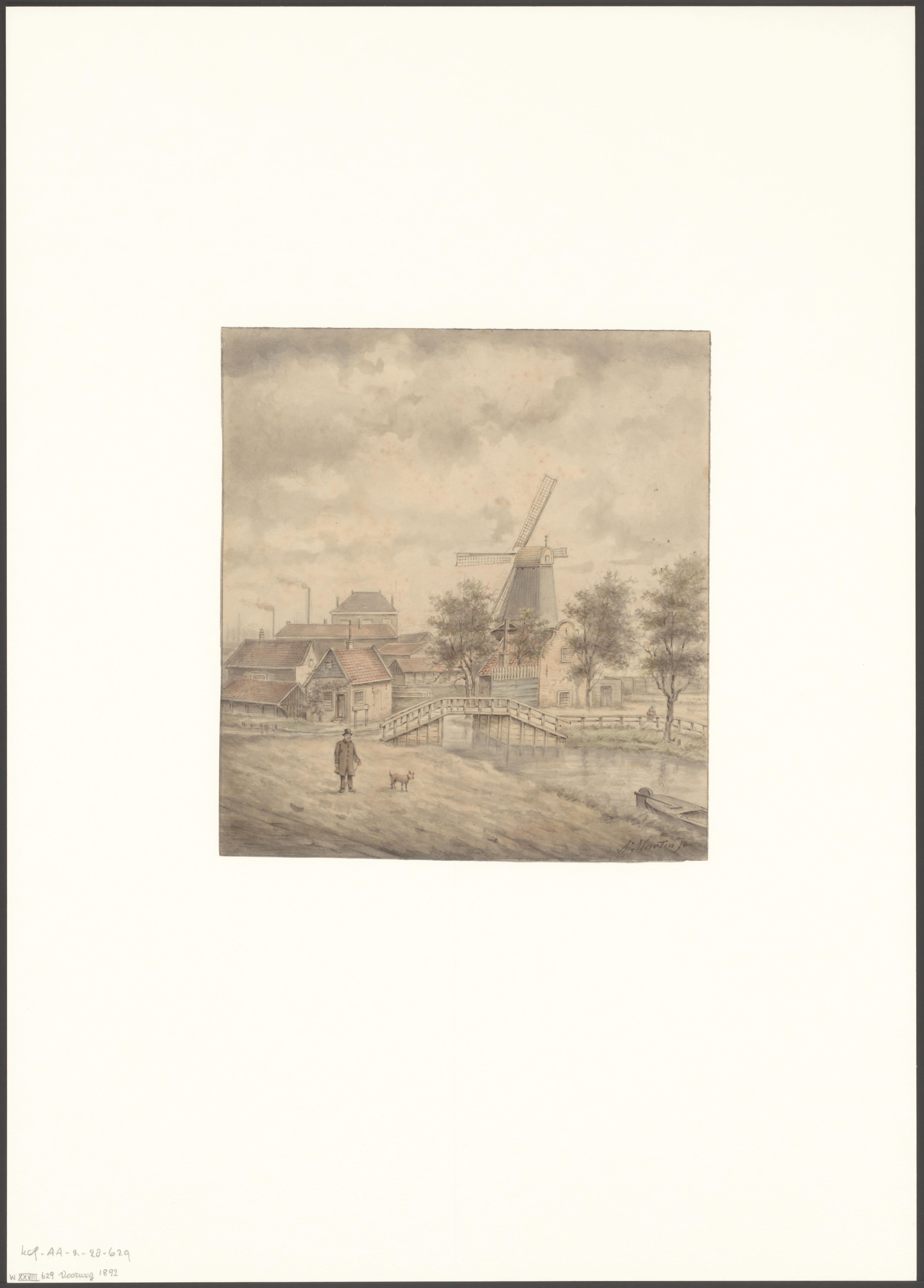 Gezicht op molen De Jager vanaf de Voorweg