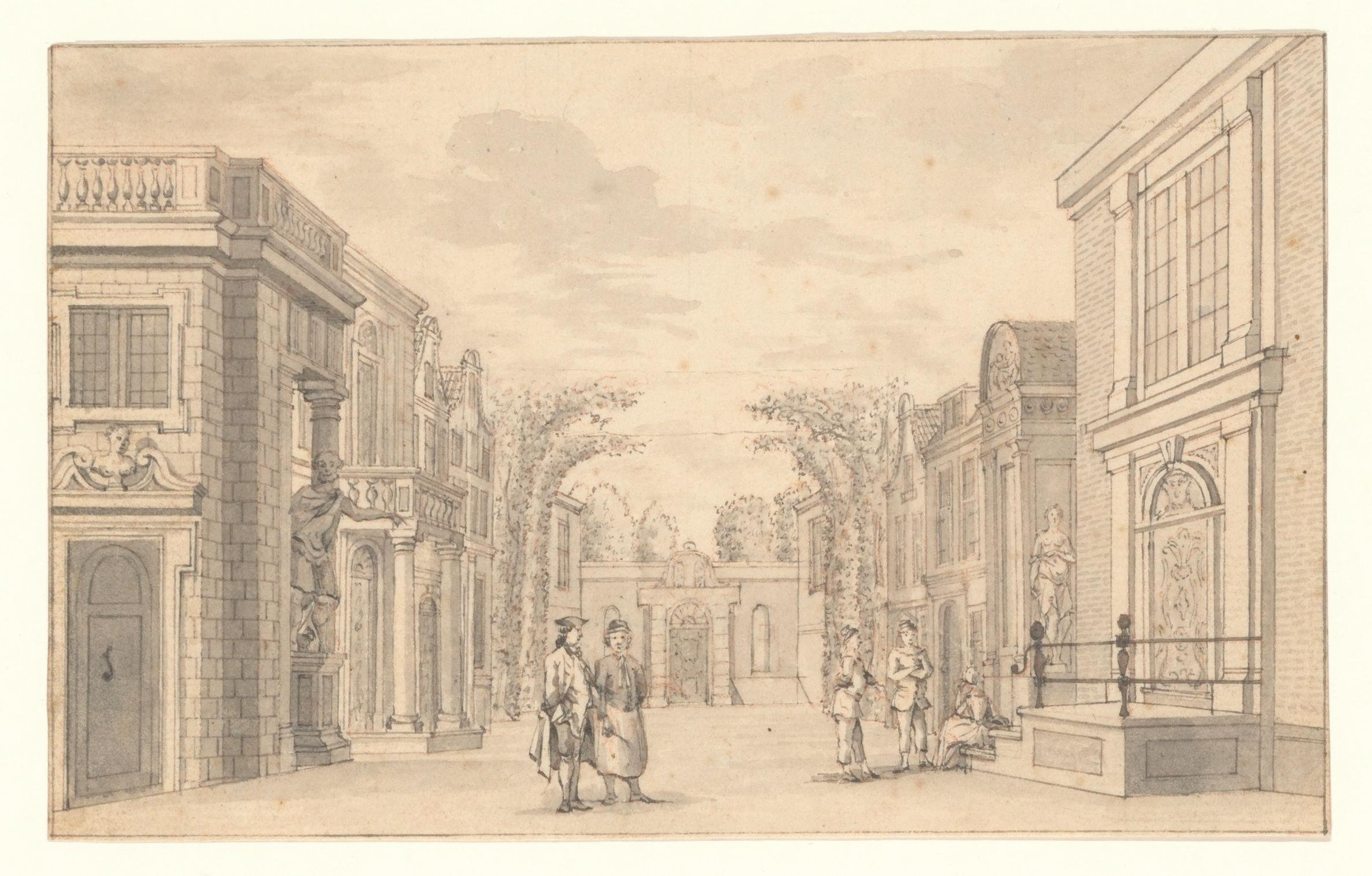 Gezicht op het podium van de schouwburg van Van Campen met voorstelling
