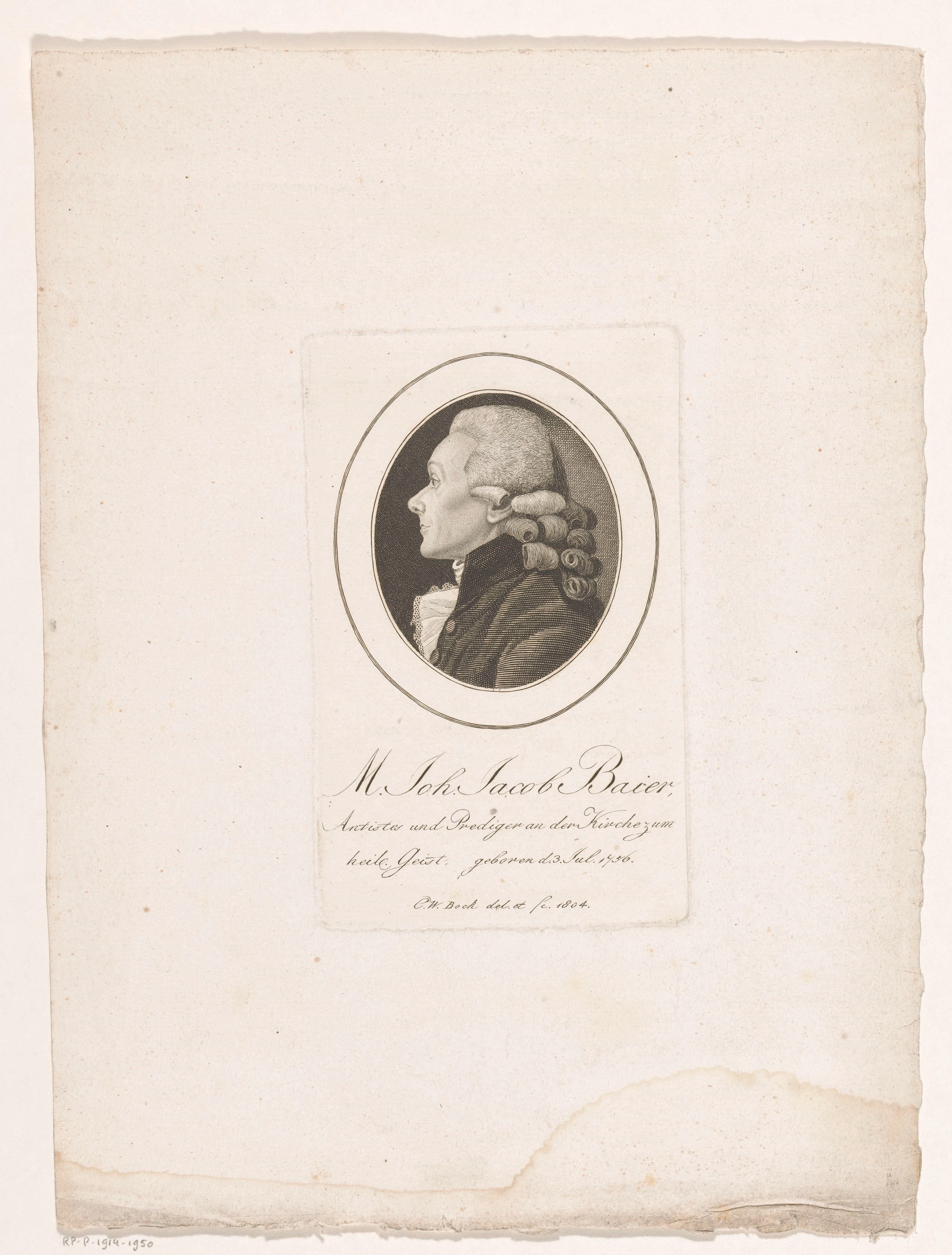 Portret van Johann Jacob Baier