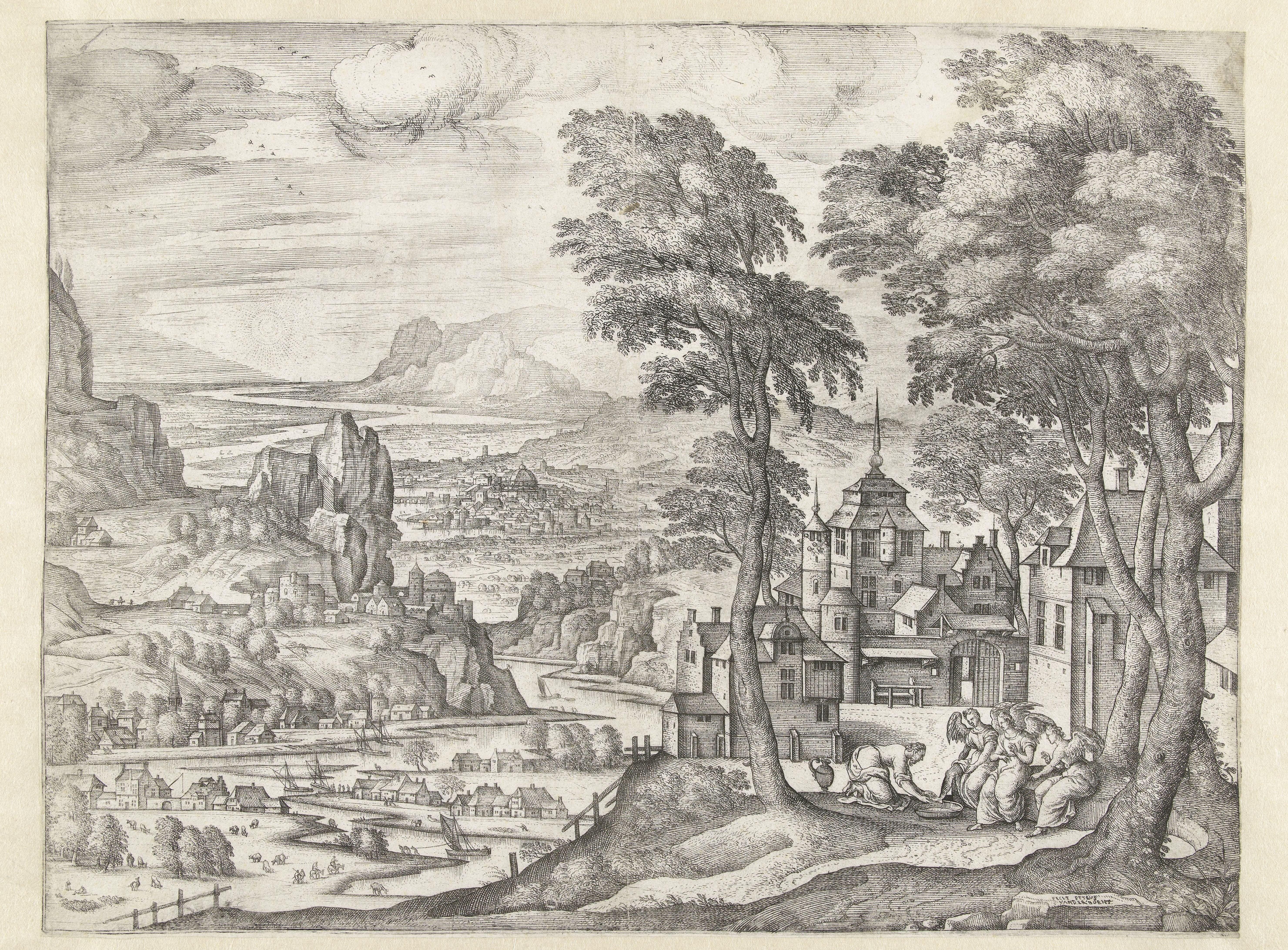 Abraham wast de voeten van de drie engelen