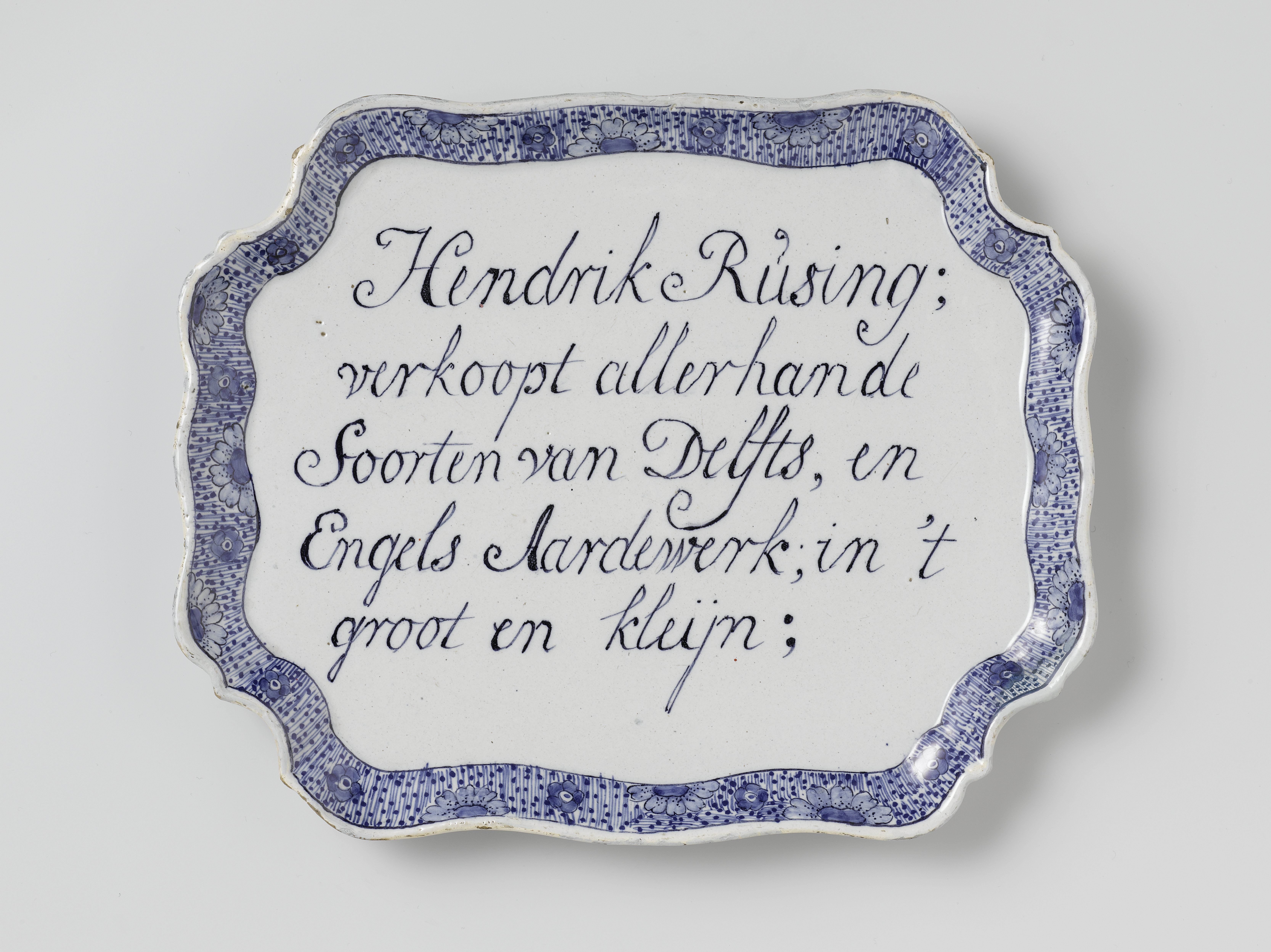 Advertising plaque for Hendrik Rusing