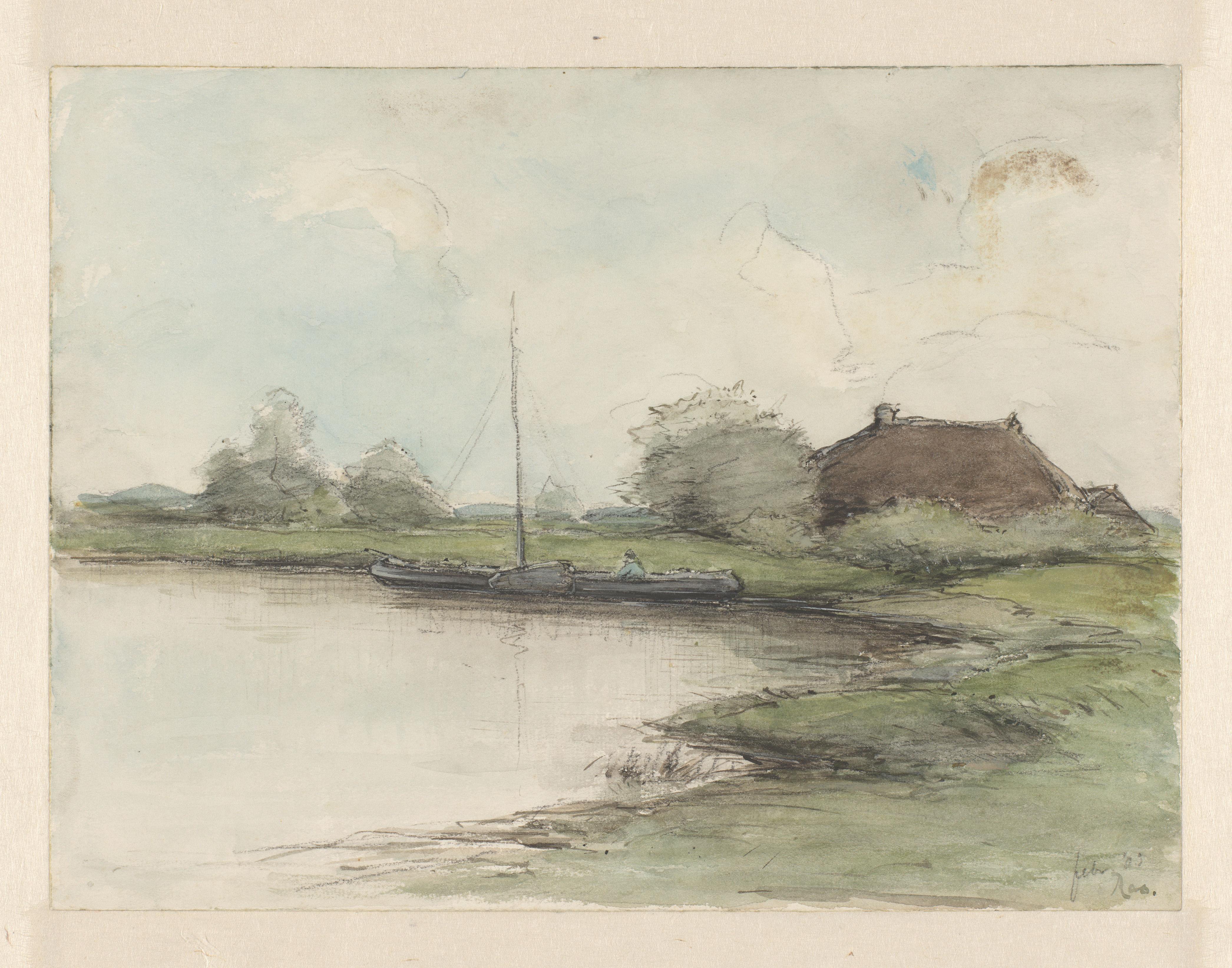 Gemeerde schuit in de IJssel