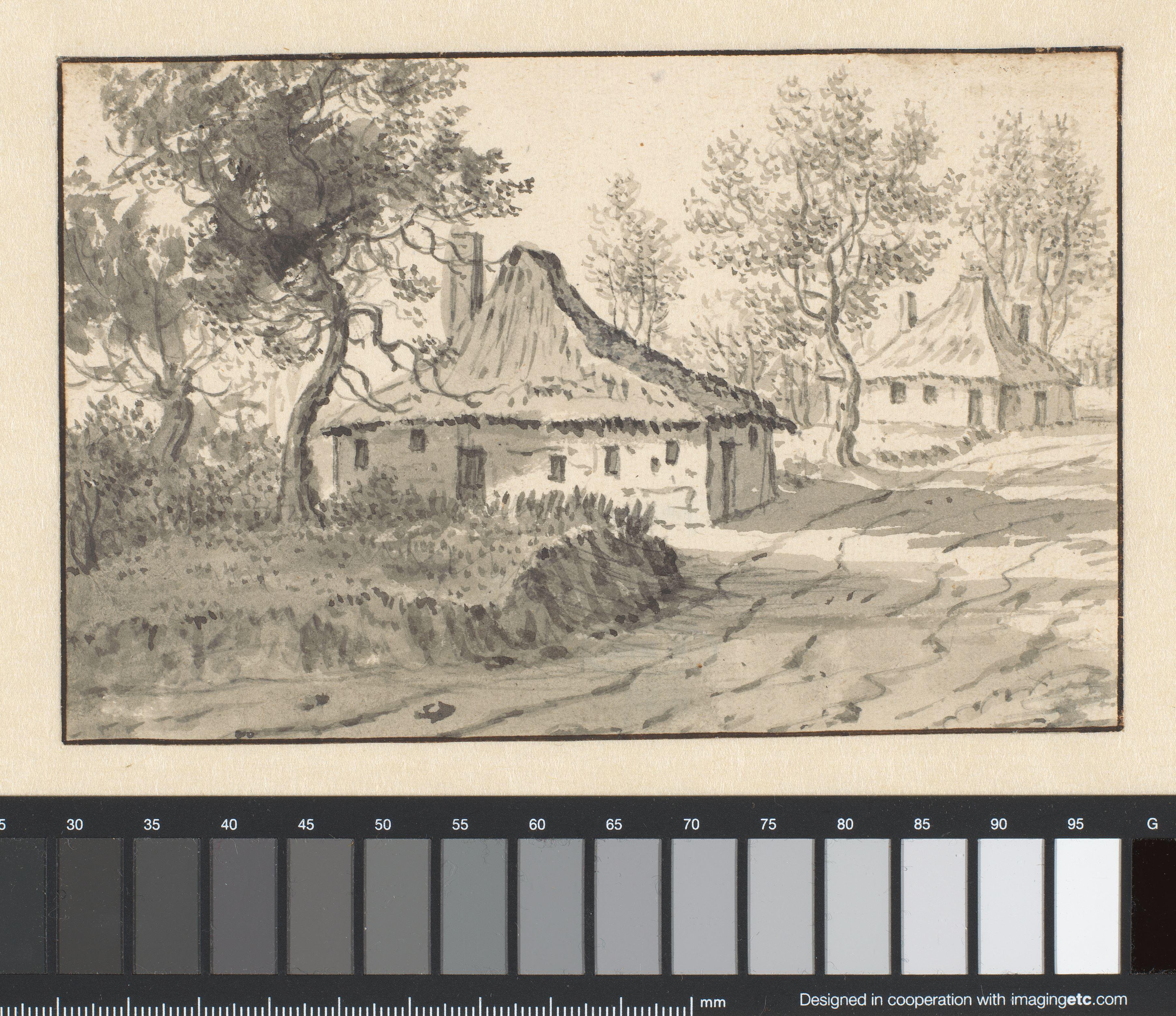 Landscape with Two Houses Along a Road