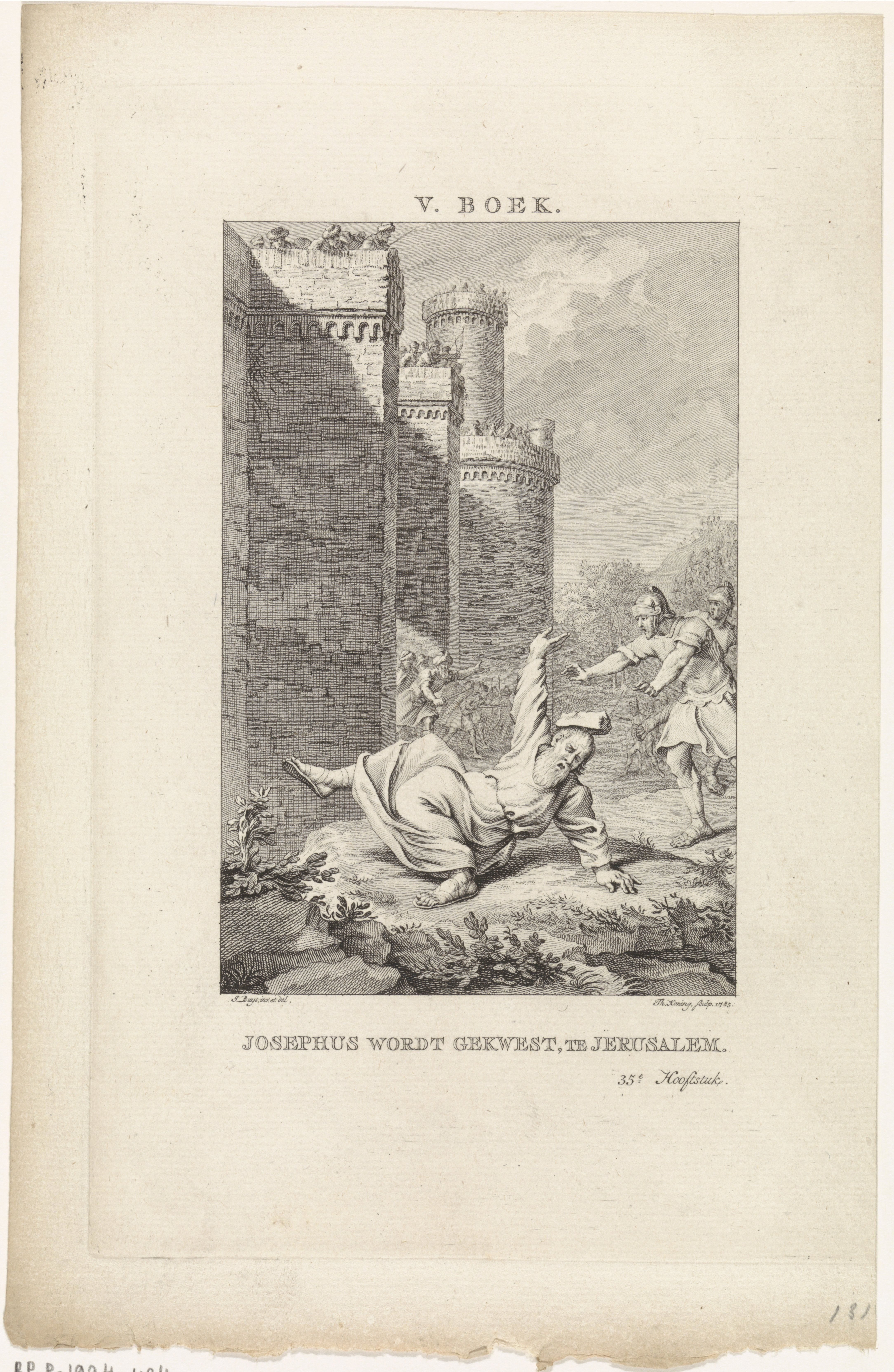 Josephus door een steen geraakt
