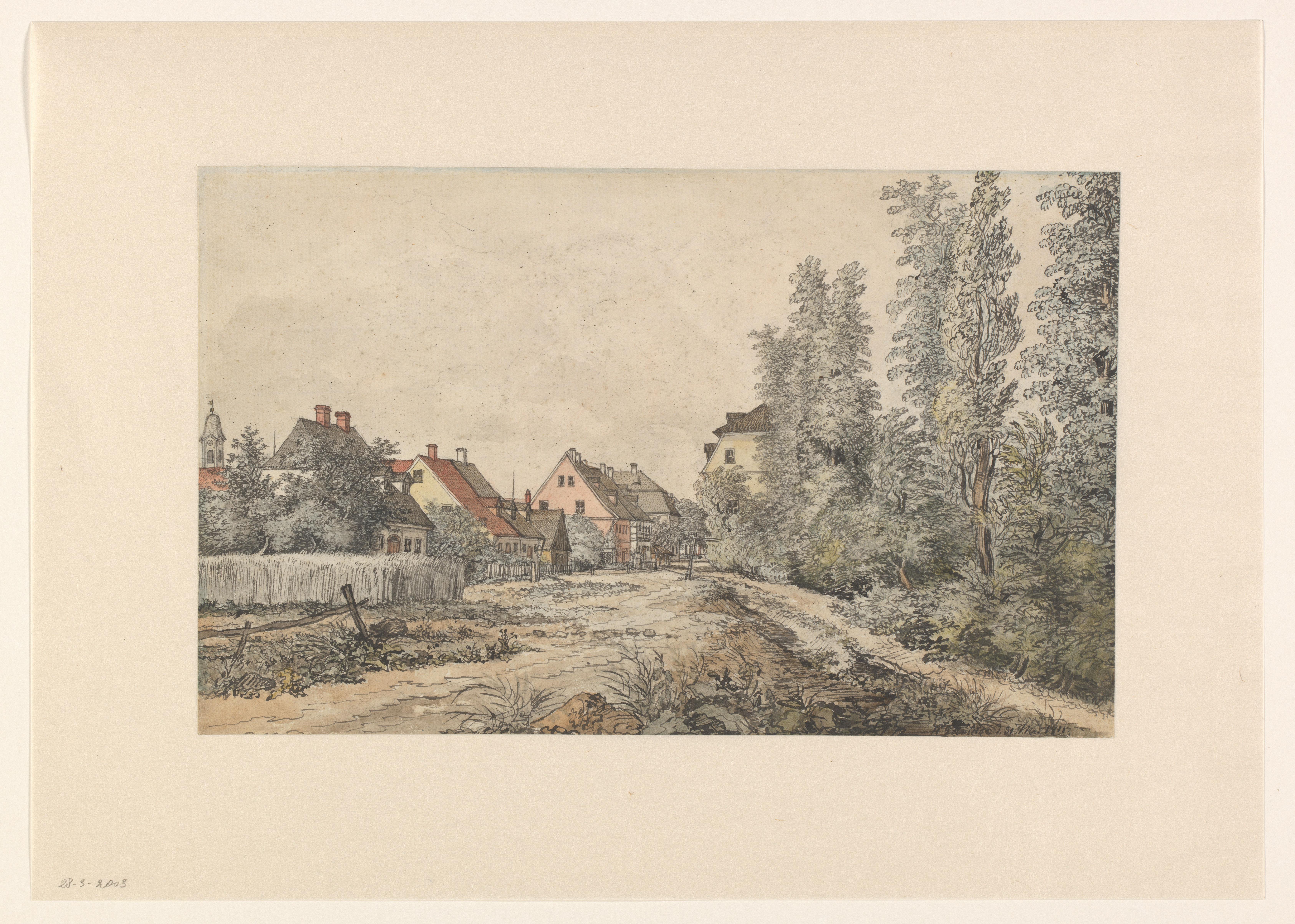 Dorpsweg met huizen (in Duitsland?)